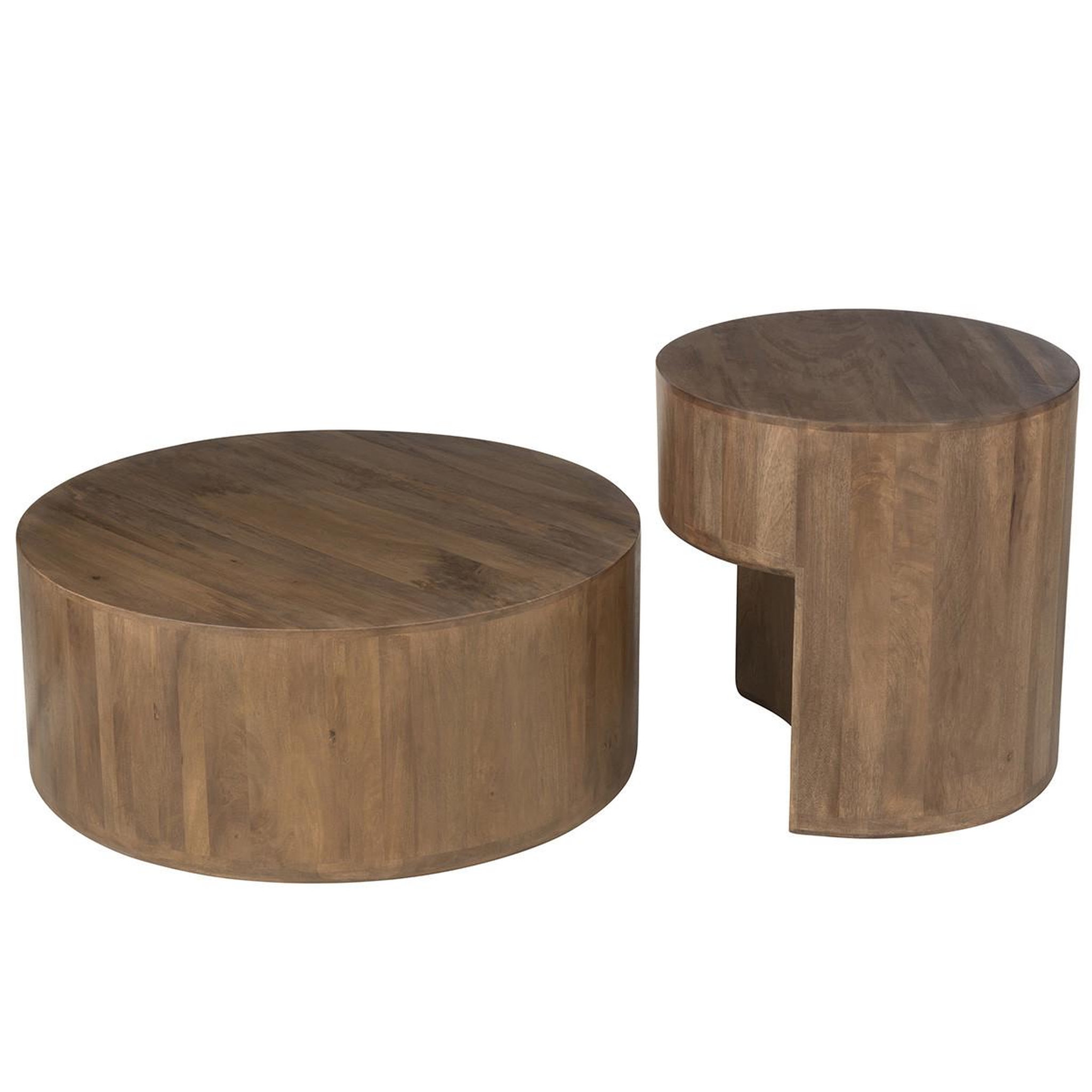 Voir la diapositive 3 : J-LINE Lot de 2 tables basses en bois  toge  75cm marron