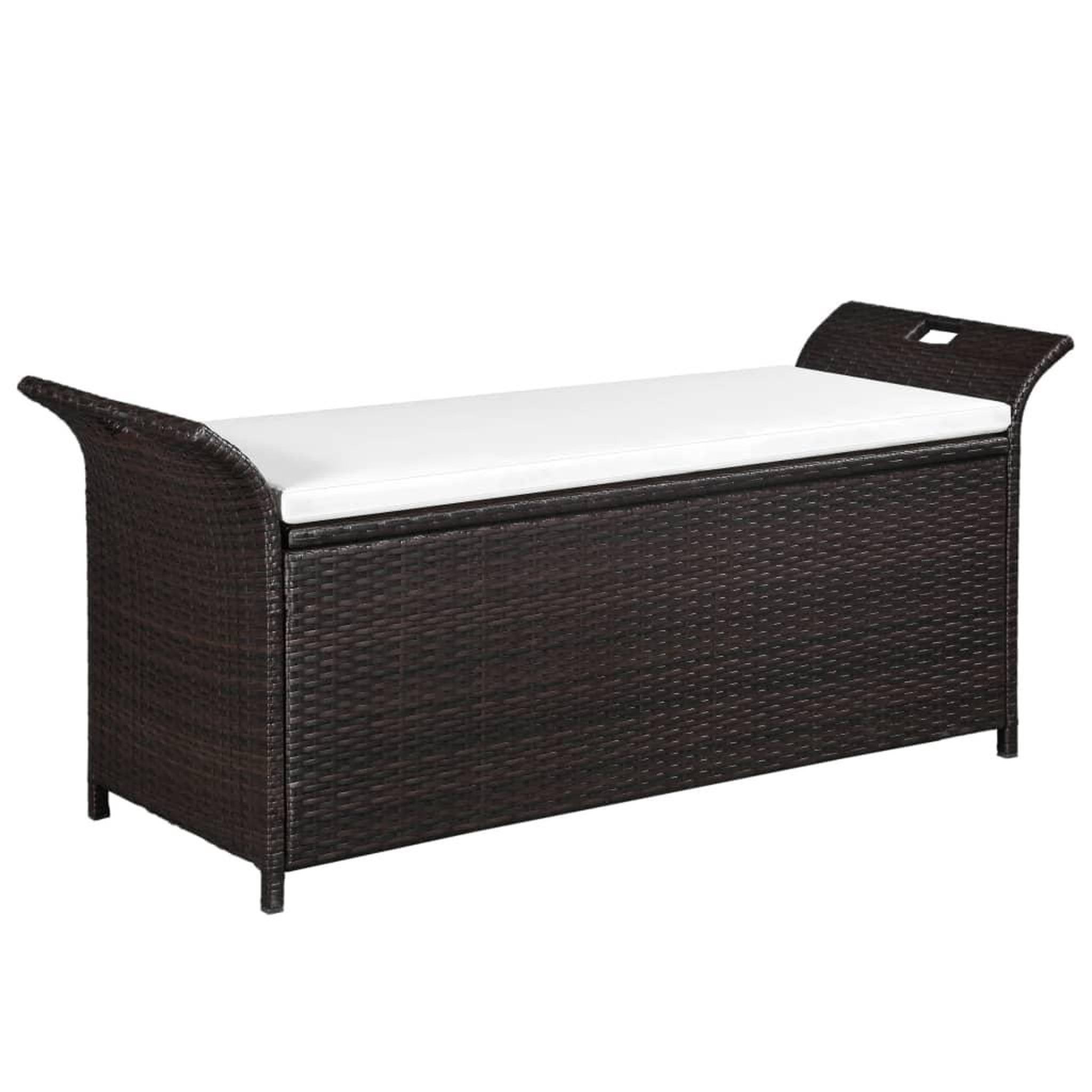 Voir la diapositive 1 : VIDAXL Banc de jardin avec coussin 138 cm Resine tressee Marron