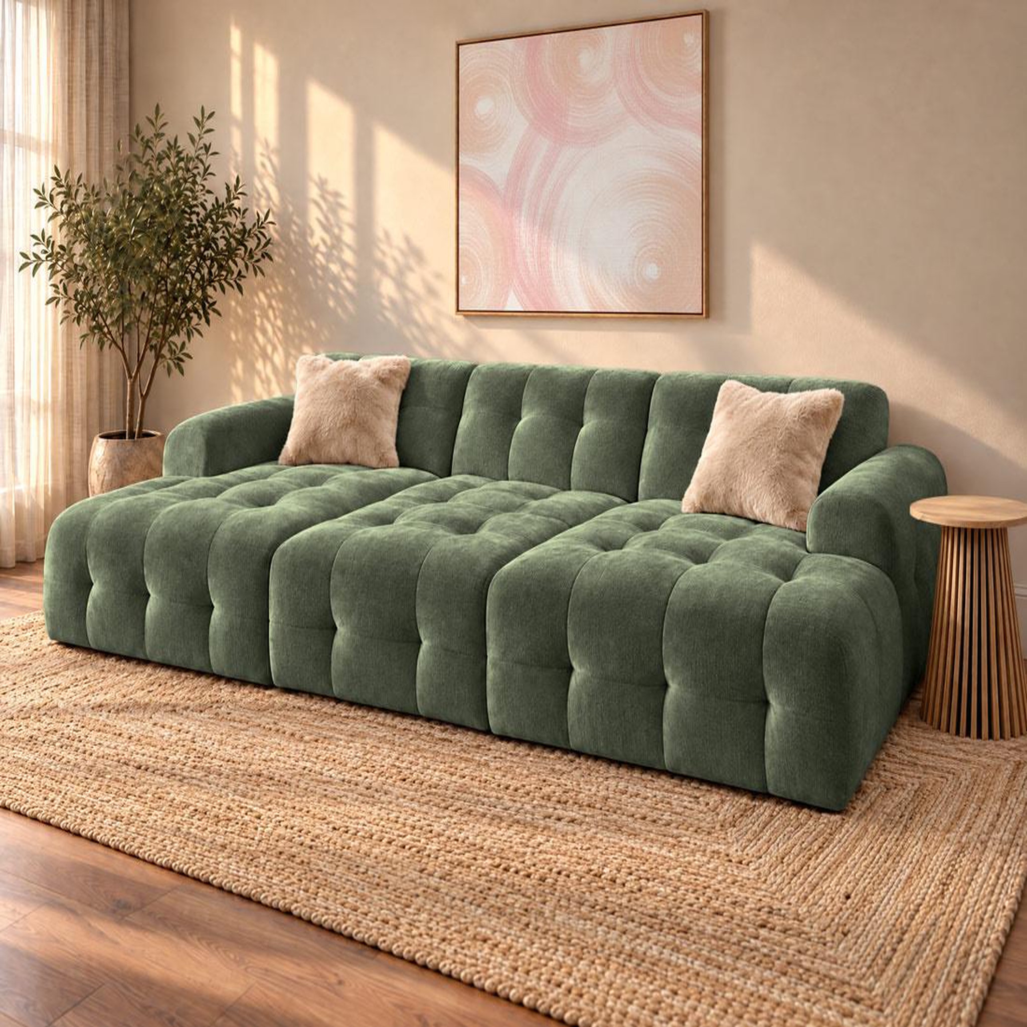 Voir la diapositive 2 : BEST MOBILIER Diane - canapé panoramique en u 6 places en velours texturé