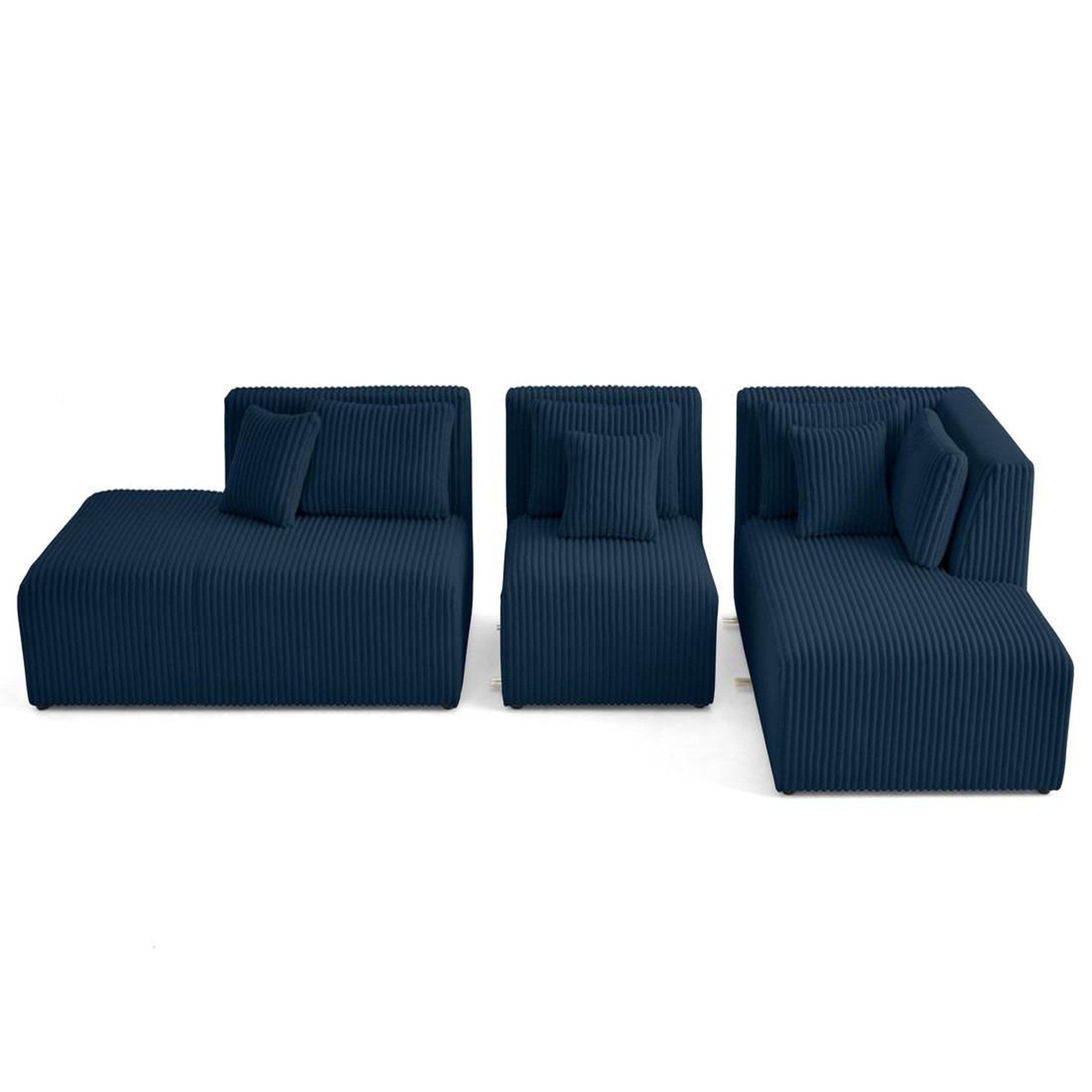 Voir la diapositive 5 : LISA DESIGN Victoire - canapé modulable d'angle droit 5 places en velours côtelé grosses côtes