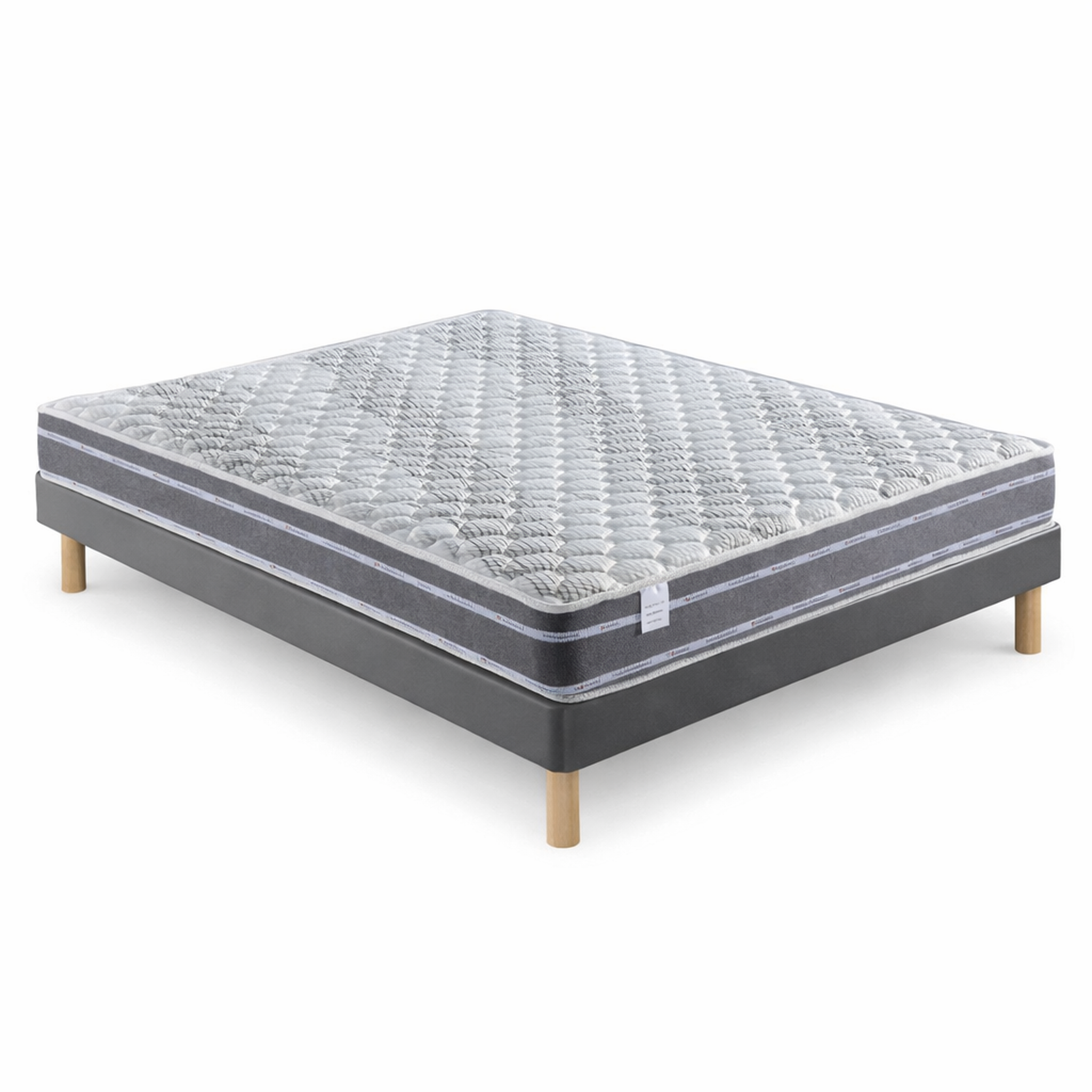 Voir la diapositive 2 : PROVENCE LITERIE Ensemble Sommier Tapissier et Matelas Ferme Très Respirant