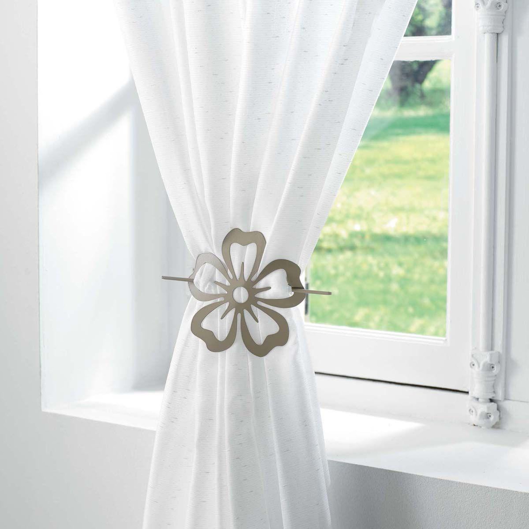 Voir la diapositive 2 : Douceur d'Intérieur Embrasse de rideau broche  pétaly  15cm taupe