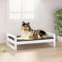 Voir la diapositive 1 : VIDAXL Lit pour chien Blanc 95,5x65,5x28 cm Bois de pin solide