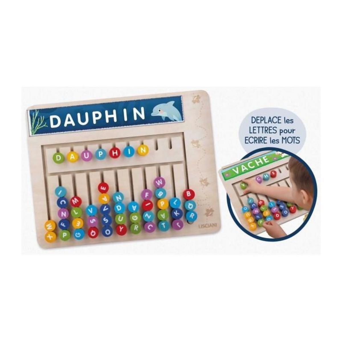 LISCIANI GIOCHI Compose-mots - Jeu Montessori - MONTESSORI - Tableau en Bois, Lettres et Chiffres Magnétiques