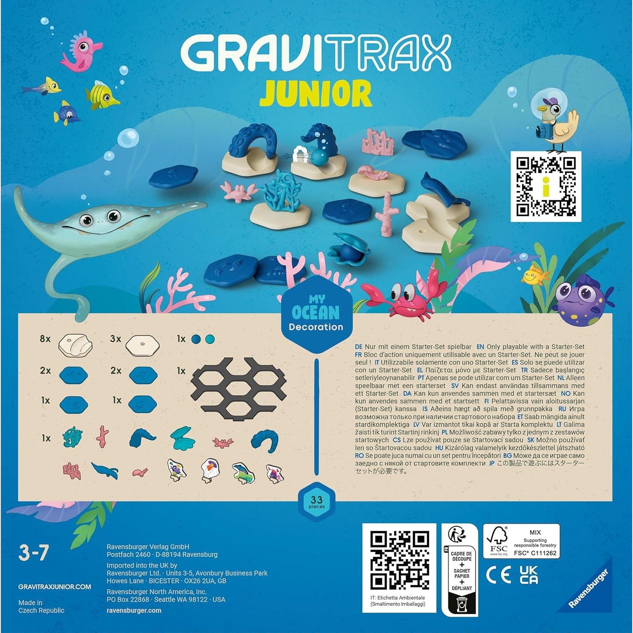 Voir la diapositive 2 : RAVENSBURGER Gravitrax Junior - Set d'extension My Océan 33 pièces - Circuit de billes
