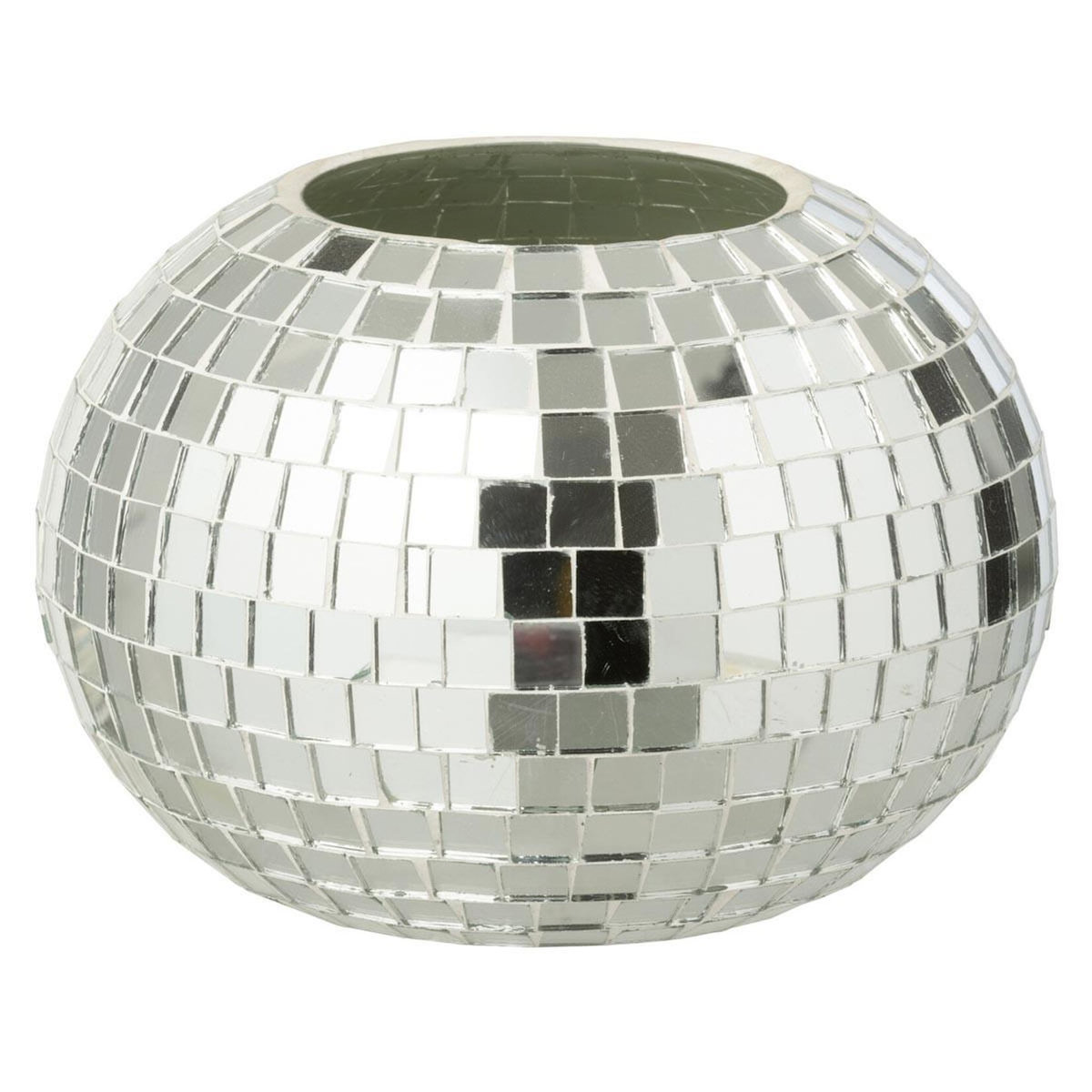 Paris Prix Photophore Mosaïque en Verre  Disco  16cm Argent