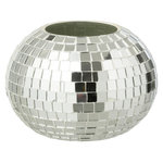 Paris Prix Photophore Mosaïque en Verre  Disco  16cm Argent