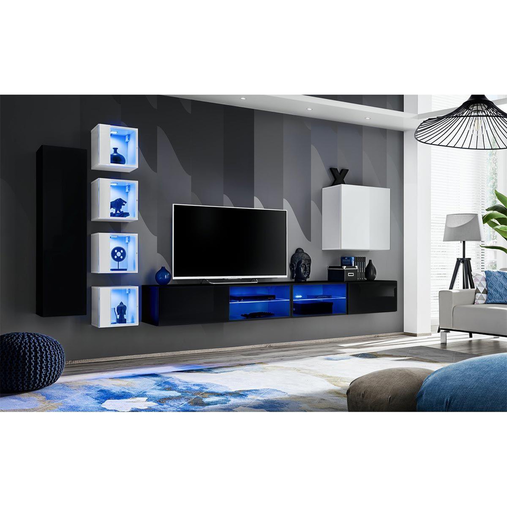 Voir la diapositive 2 : Paris Prix Ensemble meuble tv  switch xxvi  320cm noir & blanc