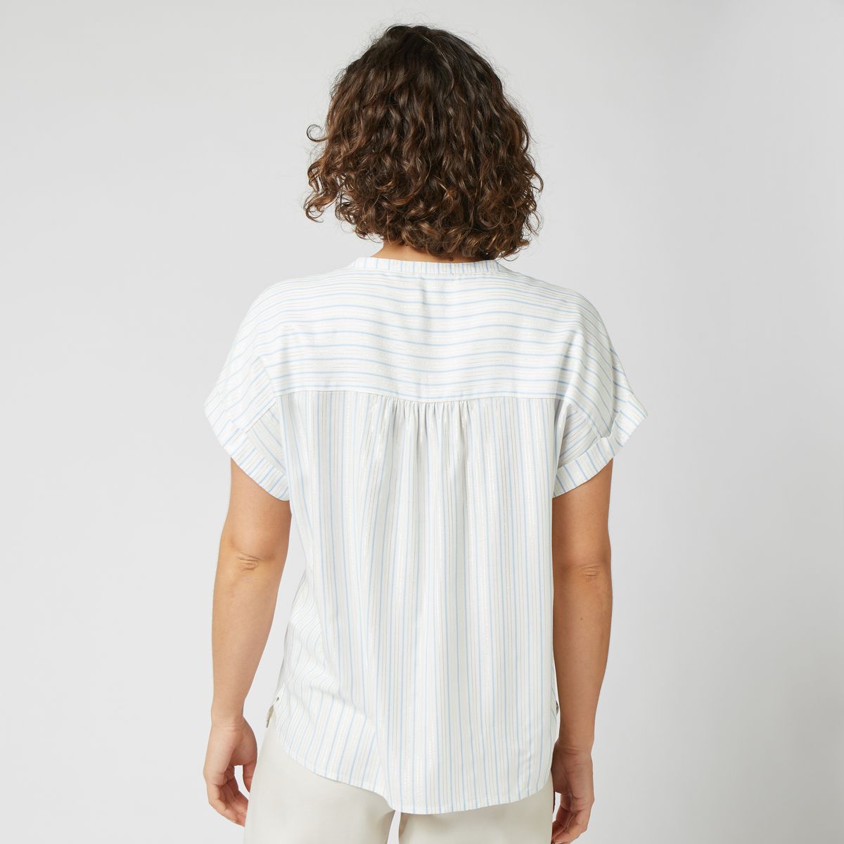 IN EXTENSO Blouse manches courtes col v blanche femme