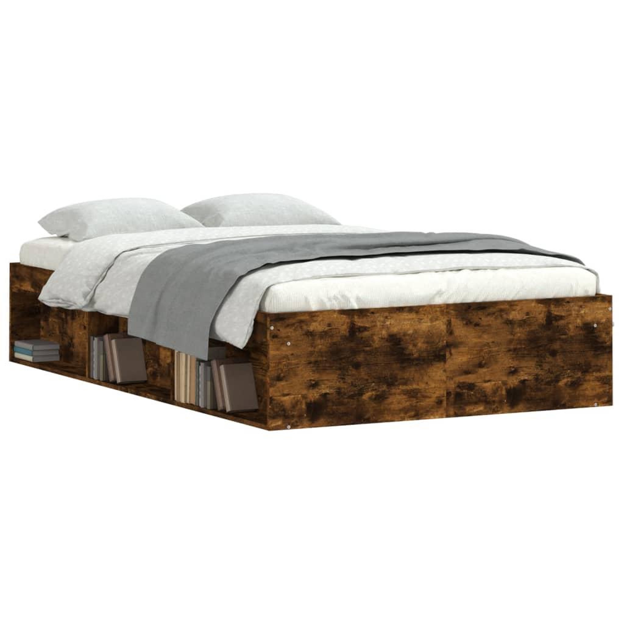 Voir la diapositive 3 : VIDAXL Cadre de lit sans matelas chene fume 120x200 cm