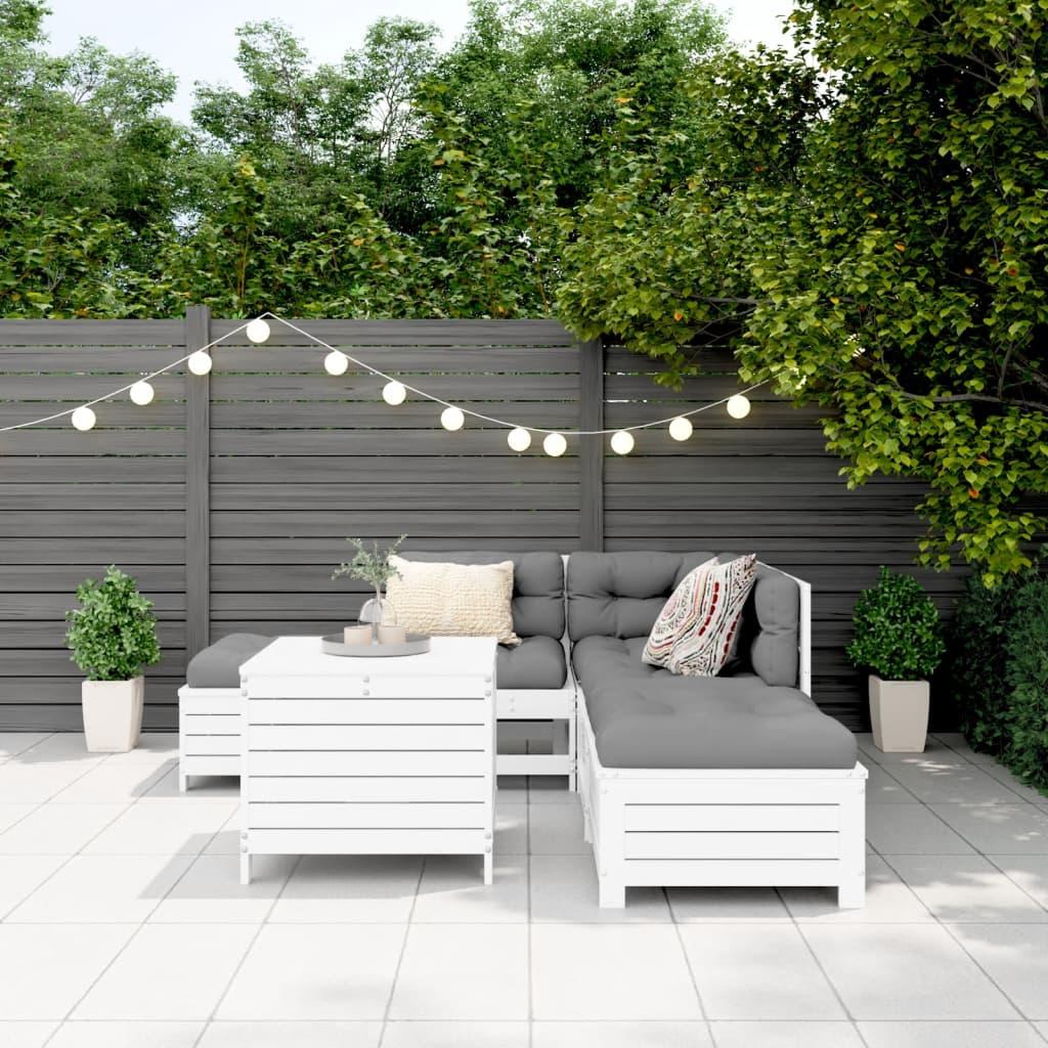 Voir la diapositive 3 : VIDAXL Salon de jardin 6 pcs blanc bois de pin massif