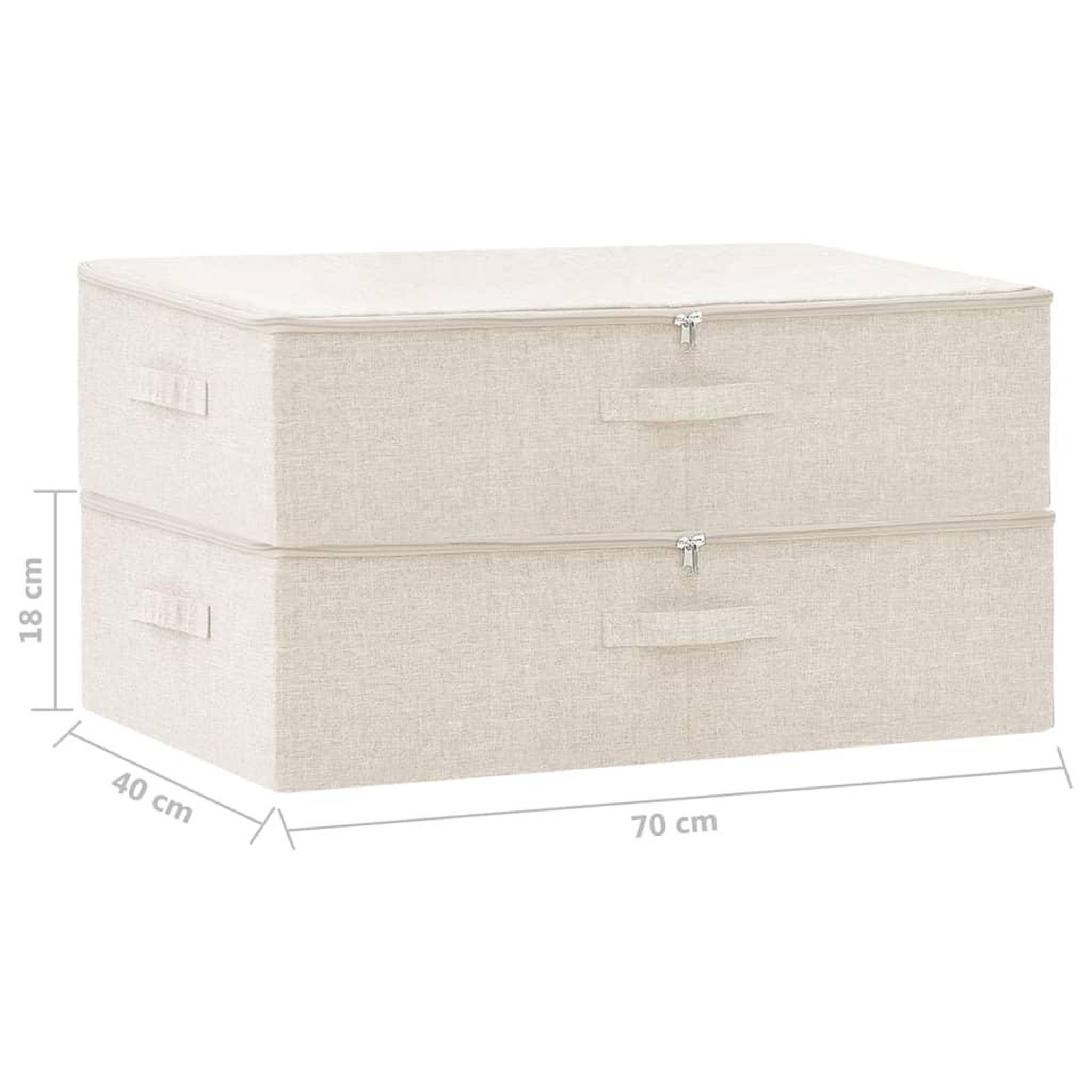 Voir la diapositive 6 : VIDAXL Boîtes de rangement 2 pcs Tissu 70x40x18 cm Creme