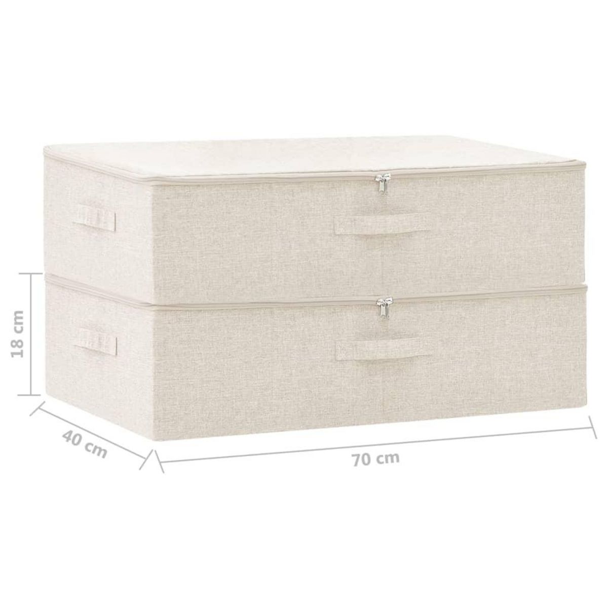 VIDAXL Boîtes de rangement 2 pcs Tissu 70x40x18 cm Creme