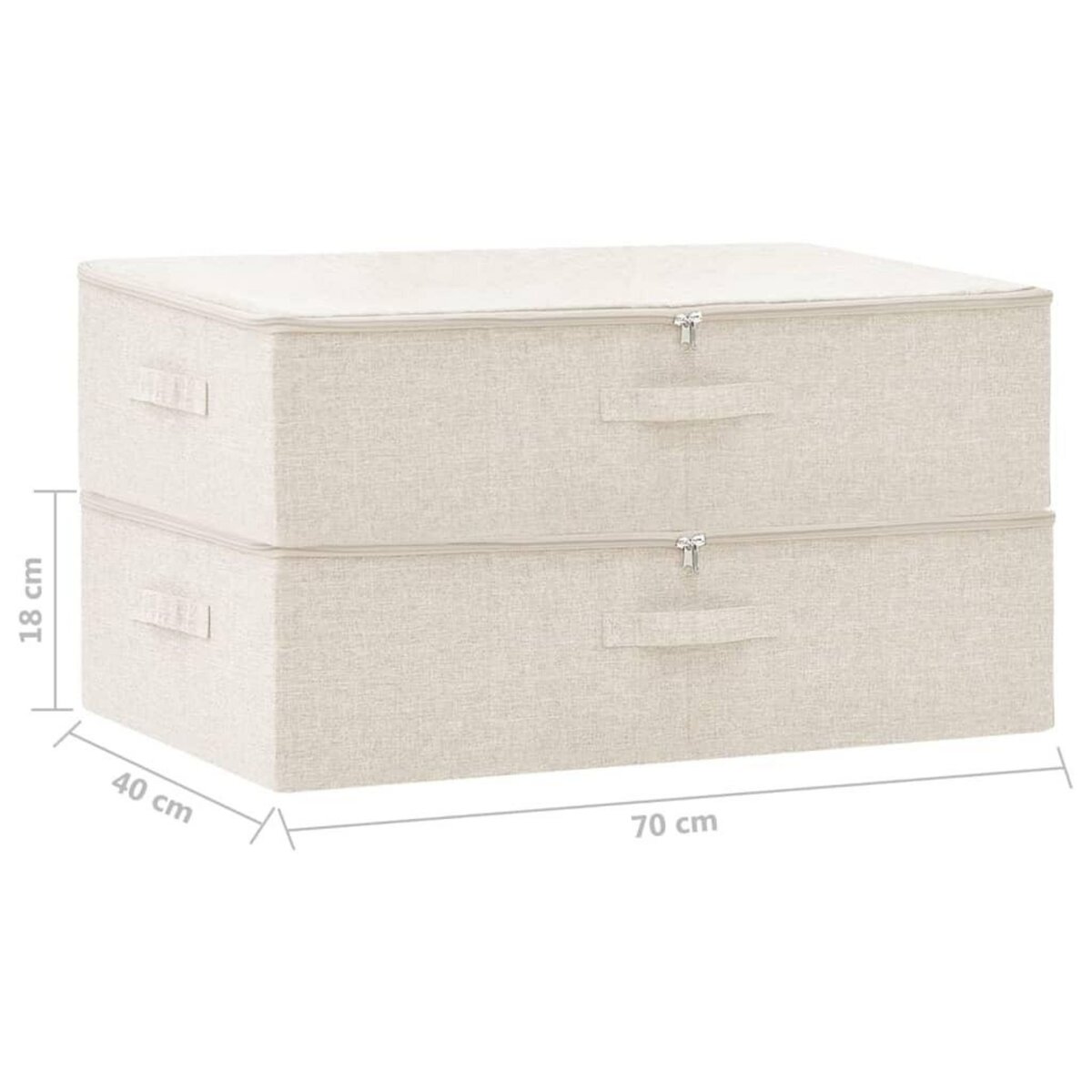 VIDAXL Boîtes de rangement 2 pcs Tissu 70x40x18 cm Creme