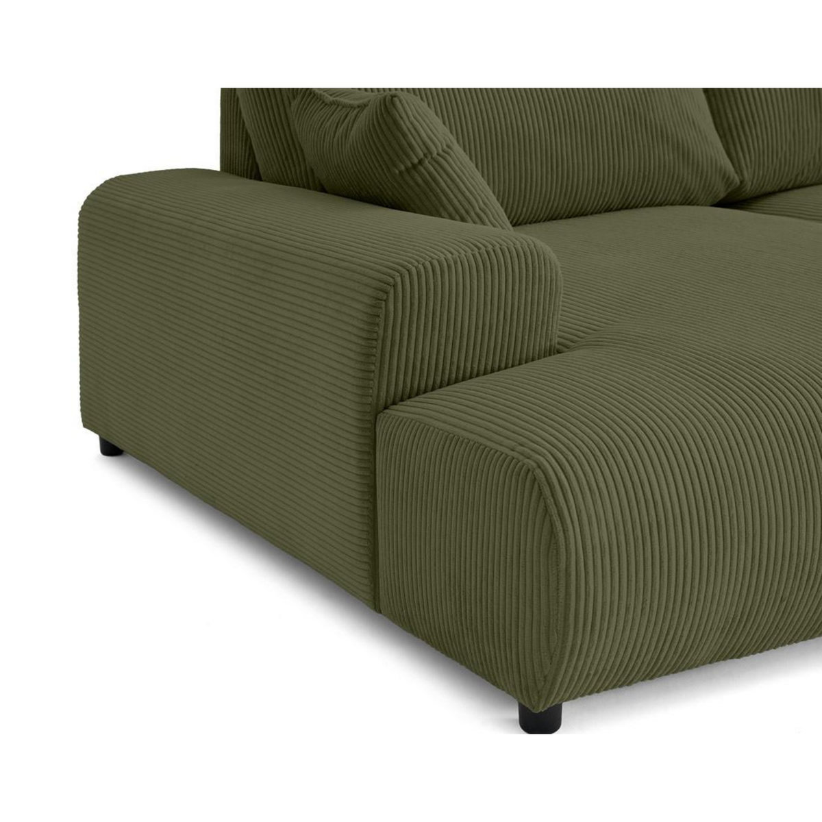 LISA DESIGN Garance - canapé droit 4 places double méridienne - assise profonde - en velours côtelé