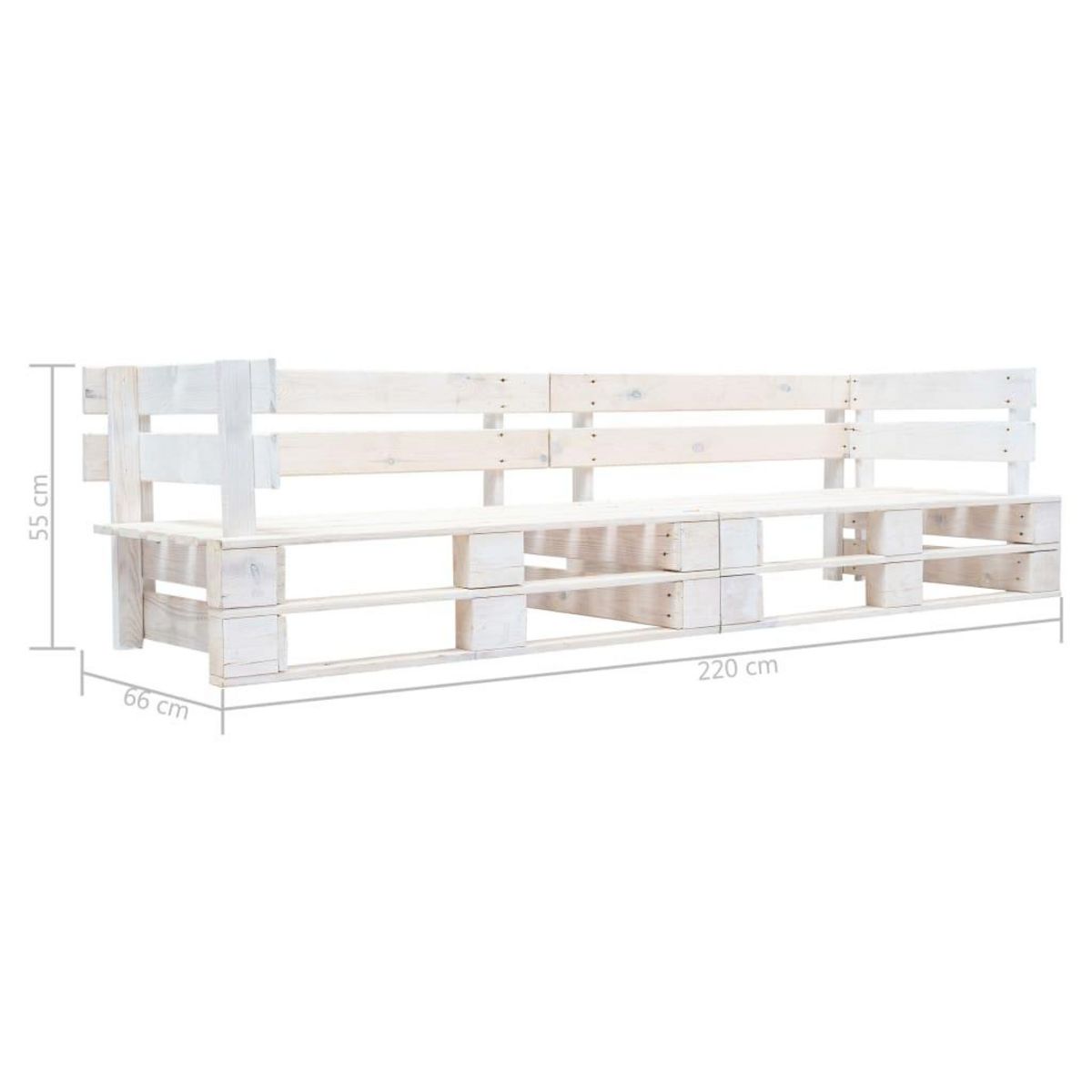VIDAXL Canape de jardin palette 2 places blanc bois