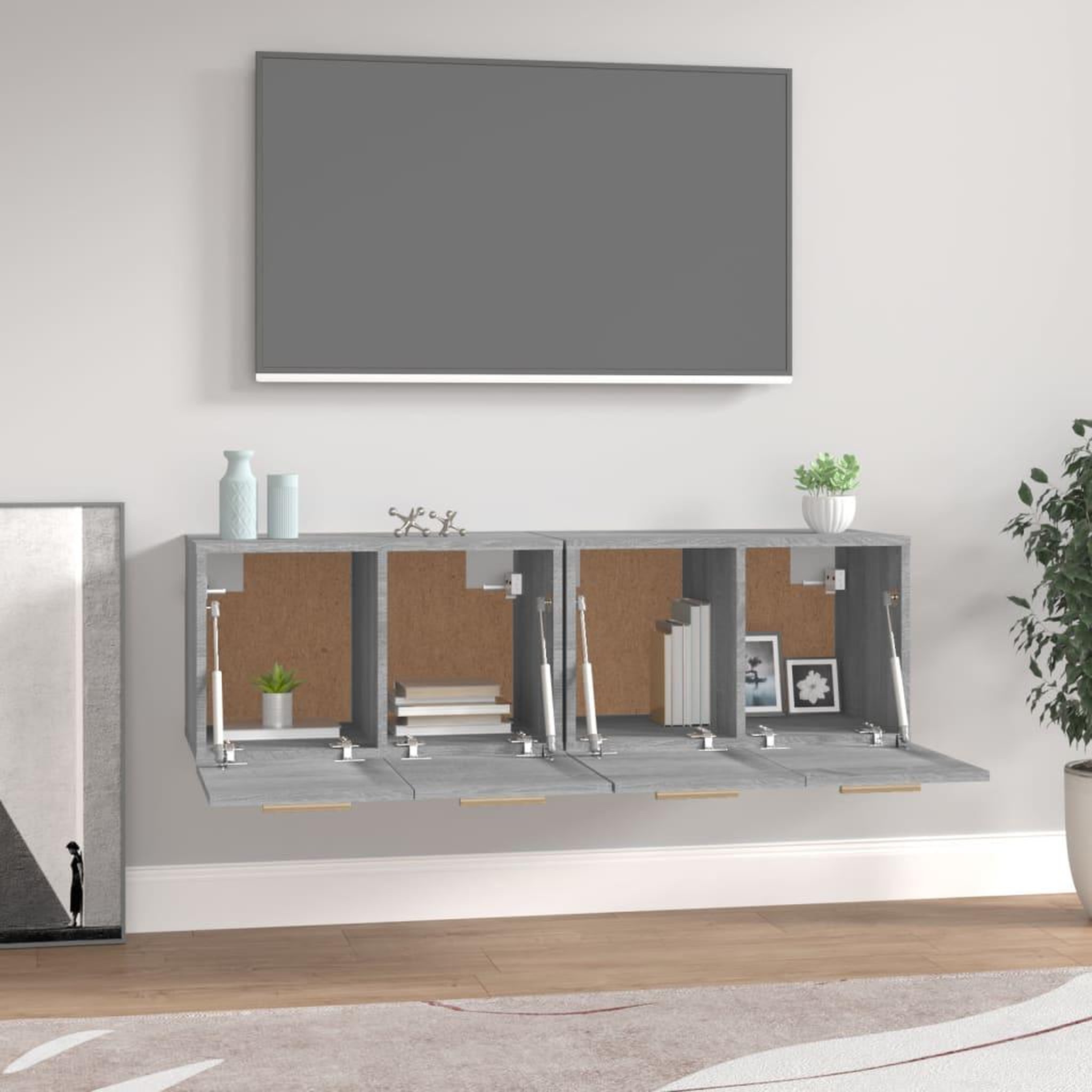 Voir la diapositive 3 : VIDAXL Armoires murales 2 pcs Sonoma gris 60x36,5x35 cm Bois