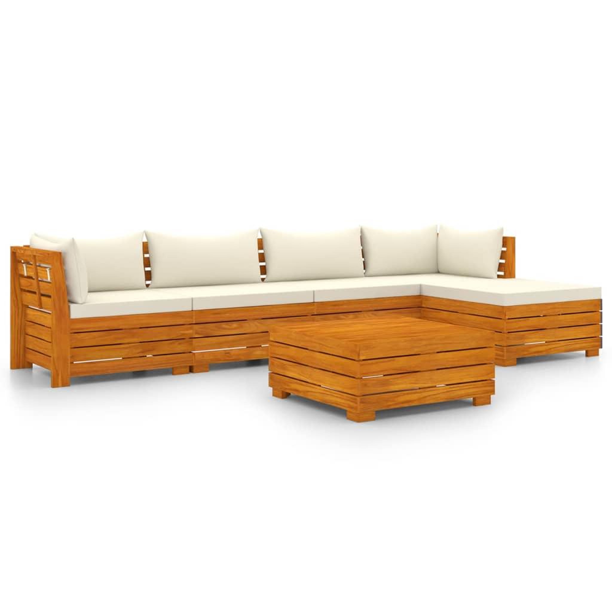 Voir la diapositive 2 : VIDAXL Salon de jardin 6 pcs avec coussins Bois d'acacia solide