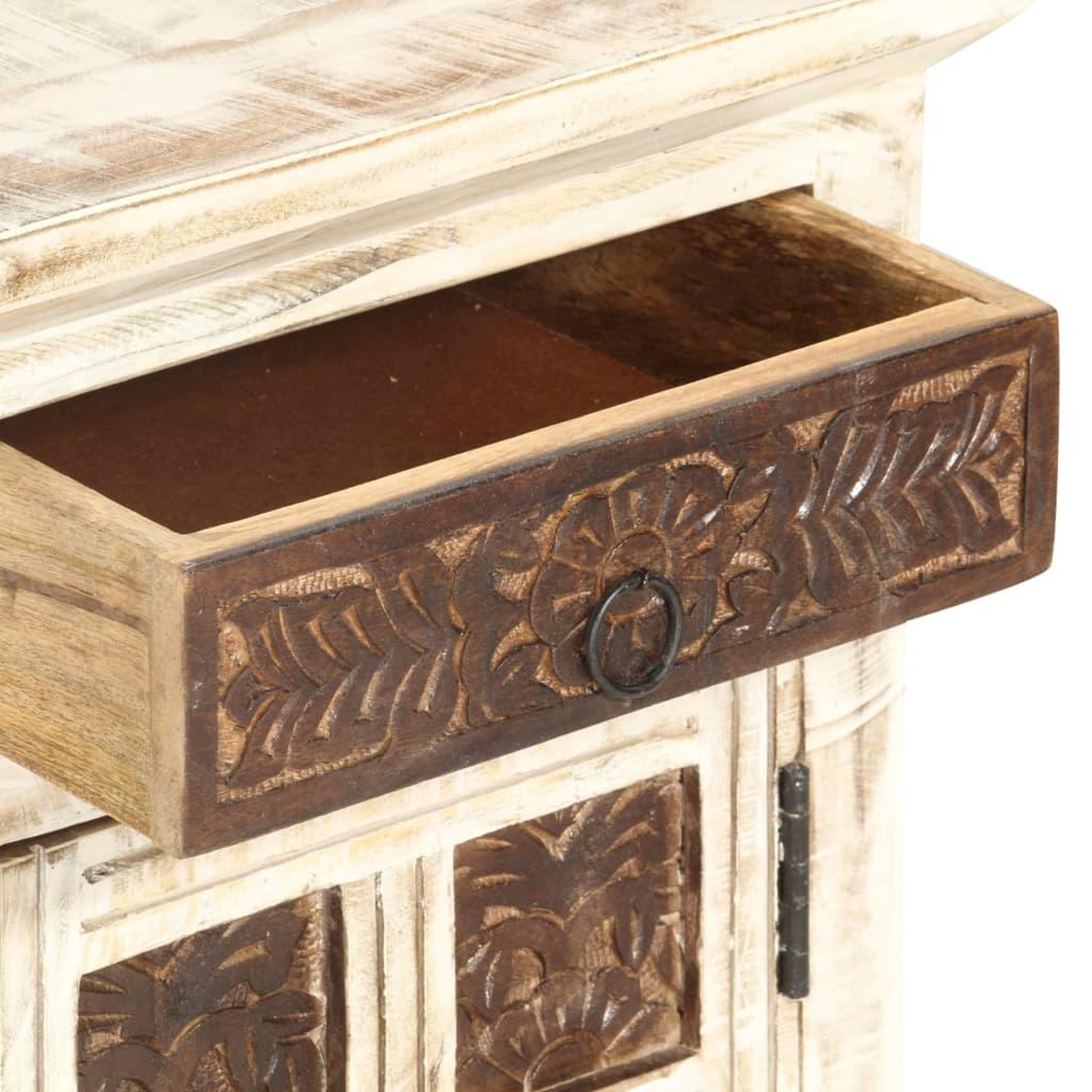 Voir la diapositive 5 : VIDAXL Table de chevet Blanc 40 x 30 x 50 cm Bois de manguier massif