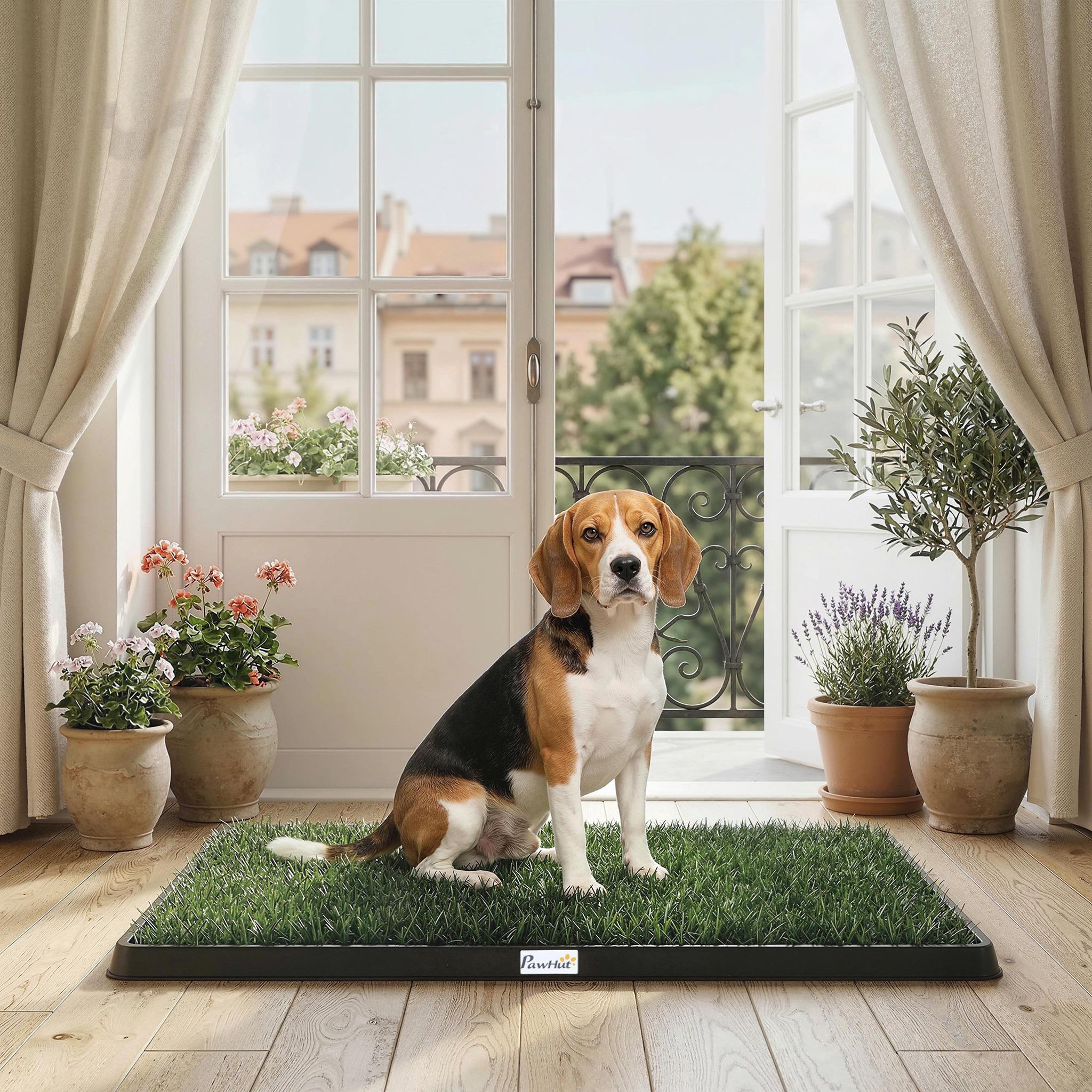 Voir la diapositive 2 : PAWHUT Litière gazon synthétique chien toilettes portables à pelouse 76 x 50 cm