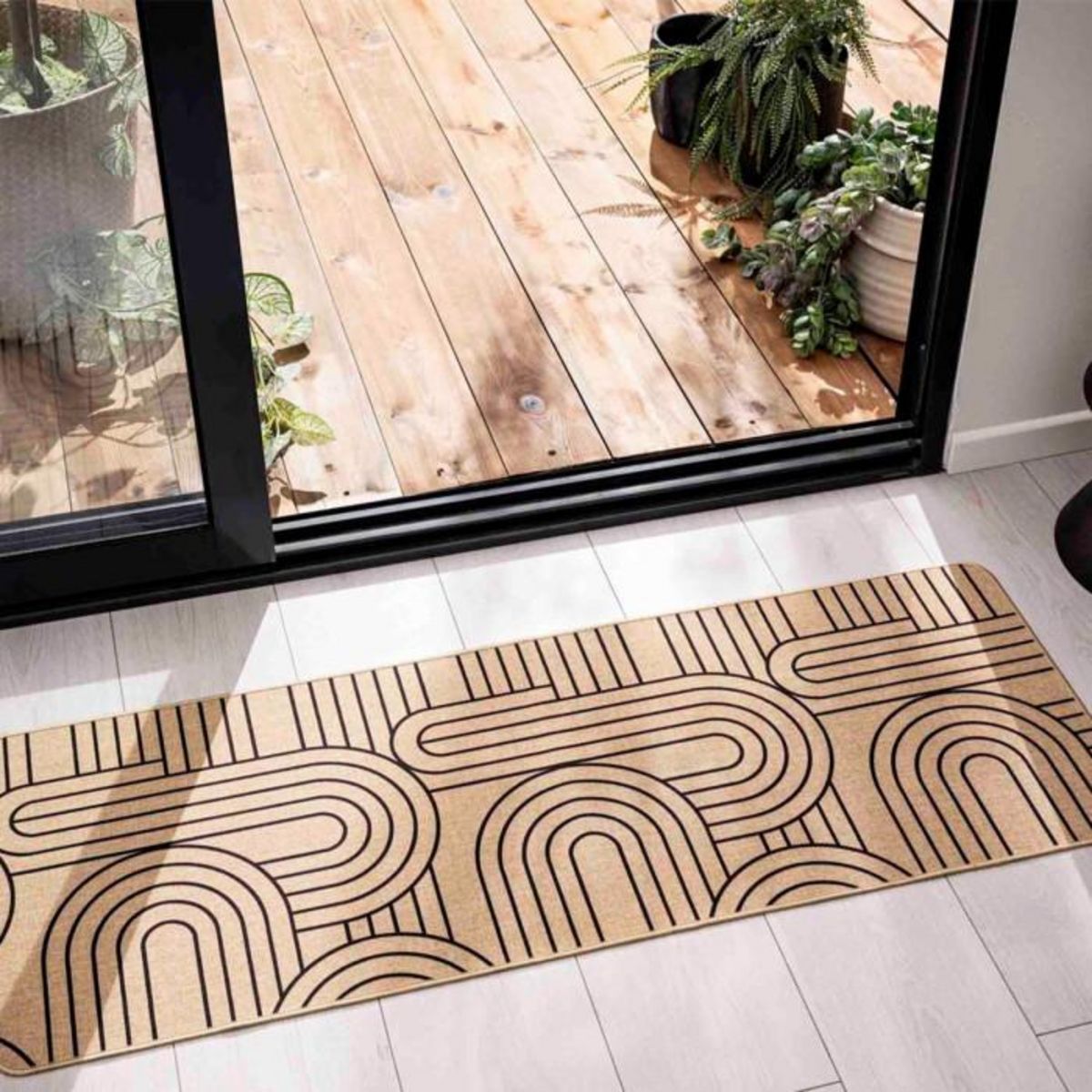 Paris Prix Tapis Déco Imprimé  Modul  45x120cm Naturel & Noir