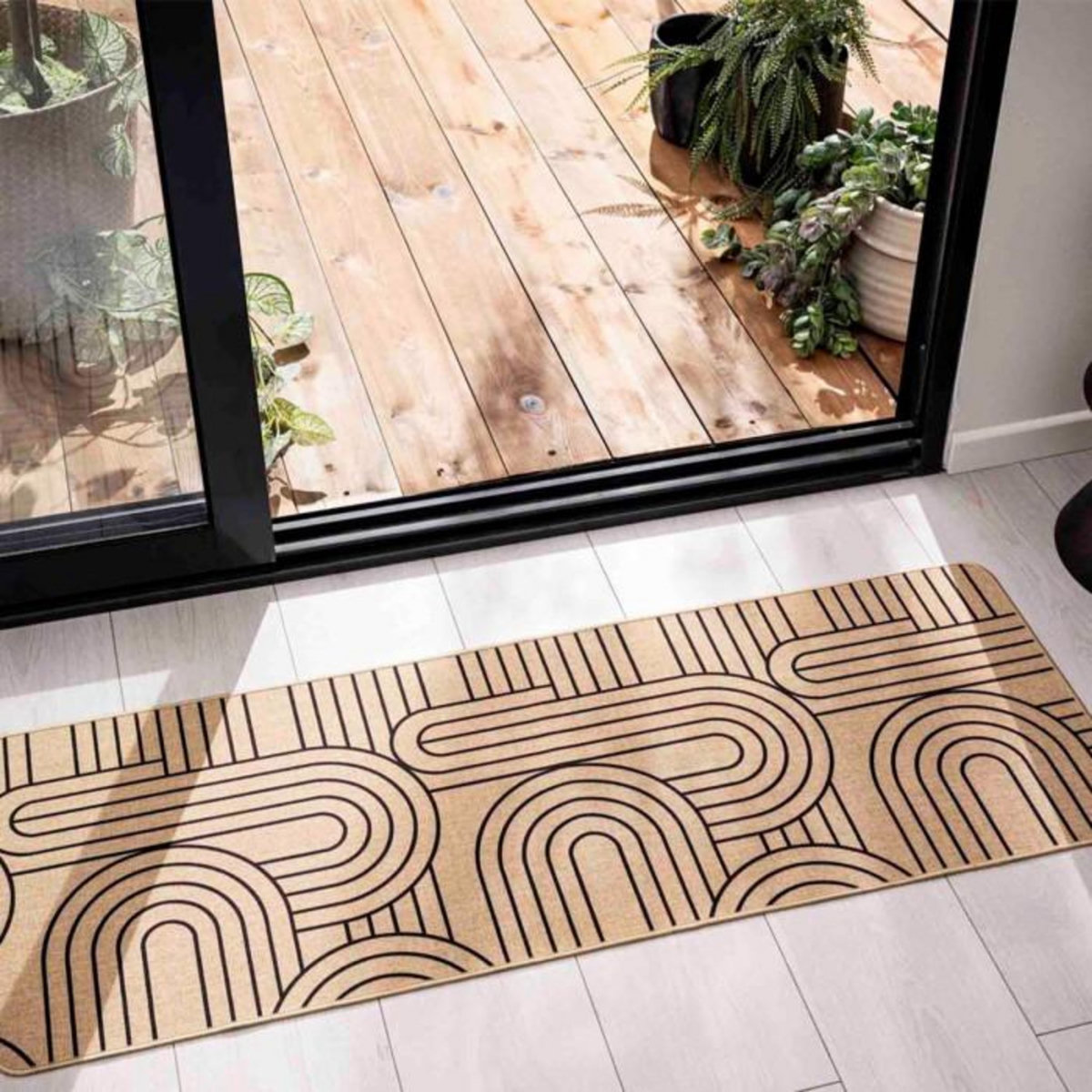 Paris Prix Tapis Déco Imprimé  Modul  45x120cm Naturel & Noir