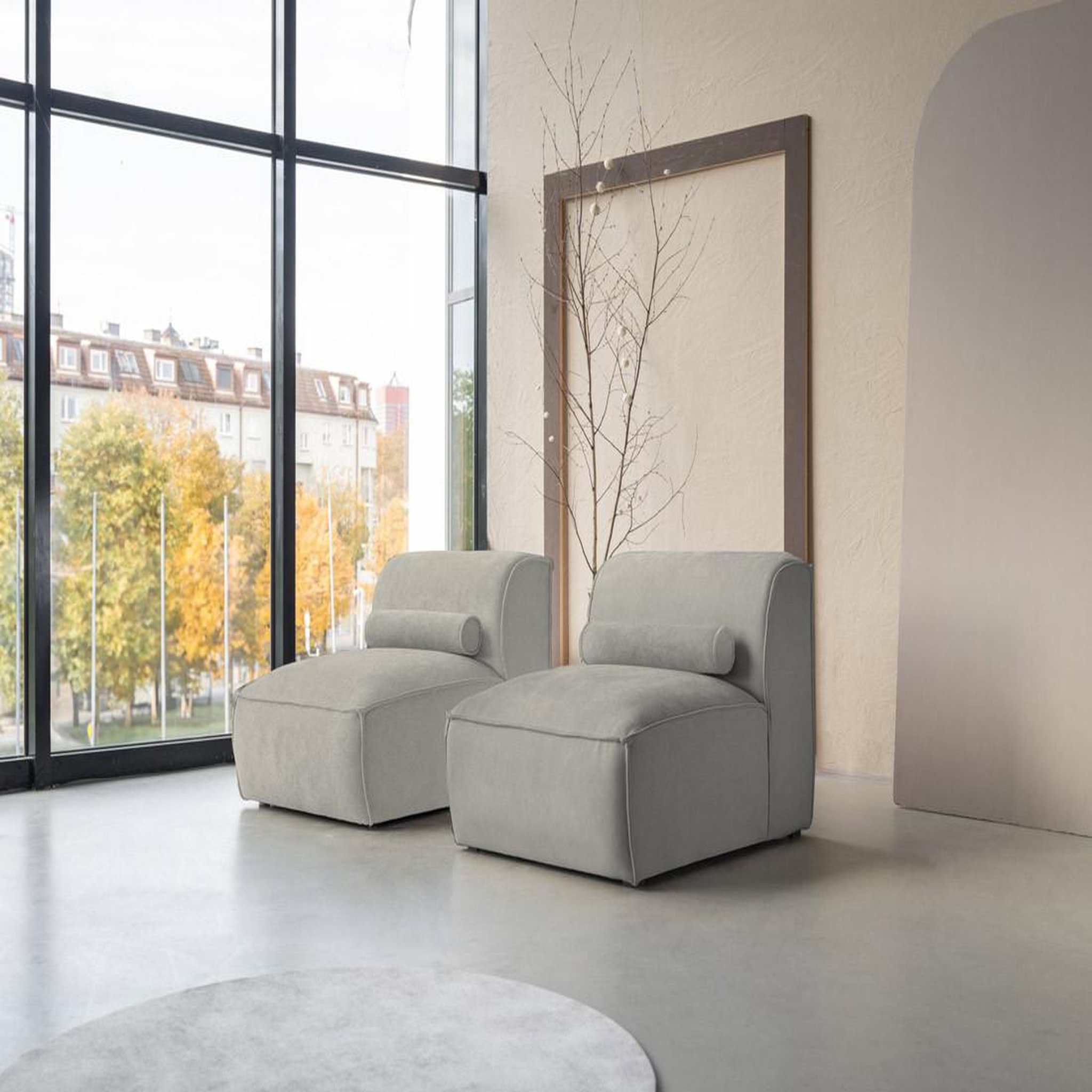 Voir la diapositive 2 : BEST MOBILIER Felix - canapé modulable 2 places en tissu texturé