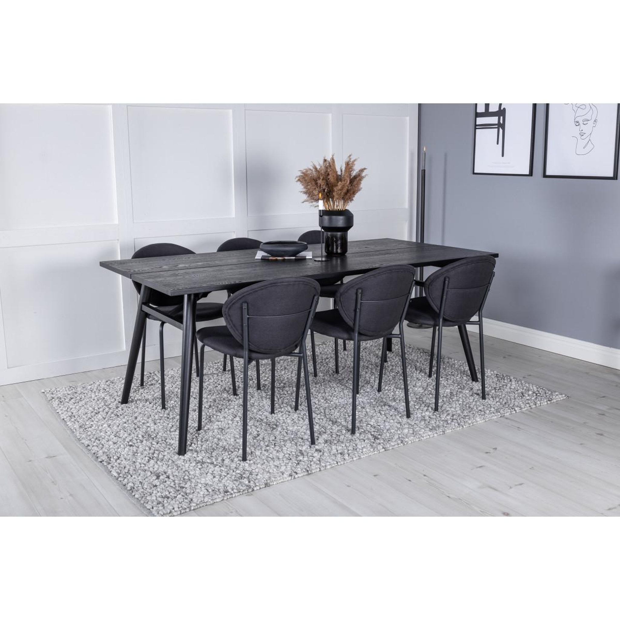 Voir la diapositive 2 : Paris Prix Ensemble table à manger extensible & 6 chaises  sleek & vault  195-280cm noir