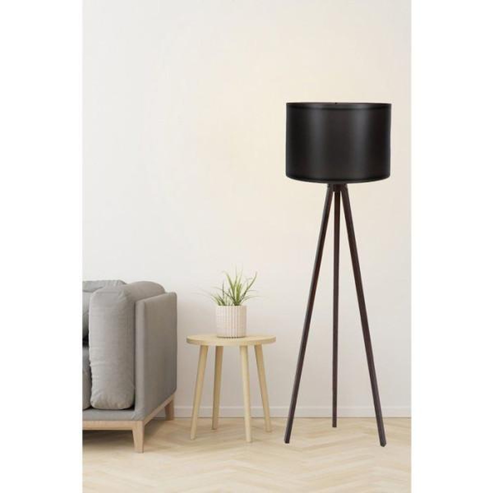 Voir la diapositive 2 : MRED Lampadaire D BY M.RED Black Walnut - MDF - Abat-jour polypropylene - Style nordique