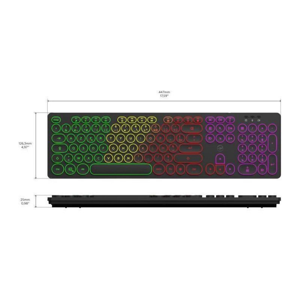 Mobility Lab Clavier filaire RGB - MOBILITY LAB - ML306858 - AZERTY - Touches rondes - Noir