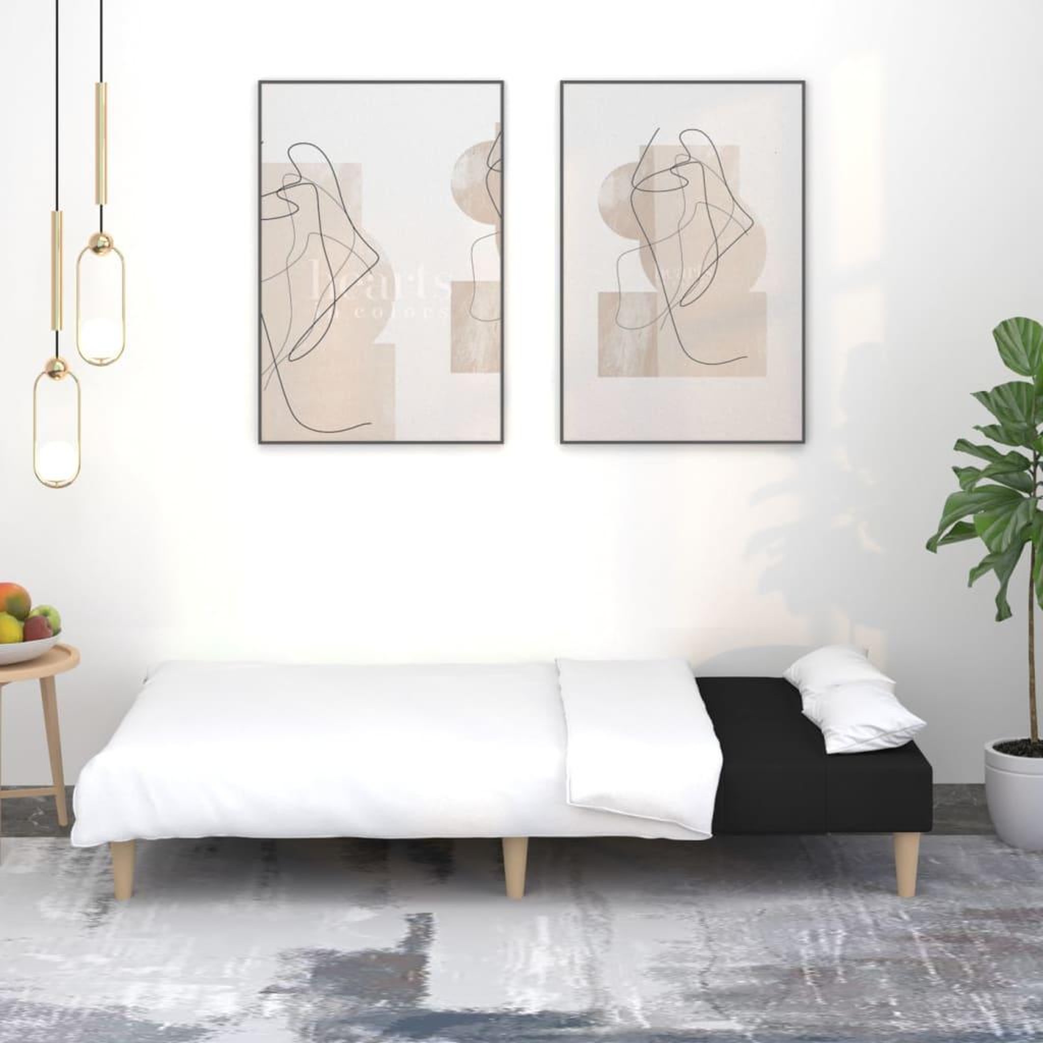 Voir la diapositive 3 : VIDAXL Canape-lit a 2 places noir tissu