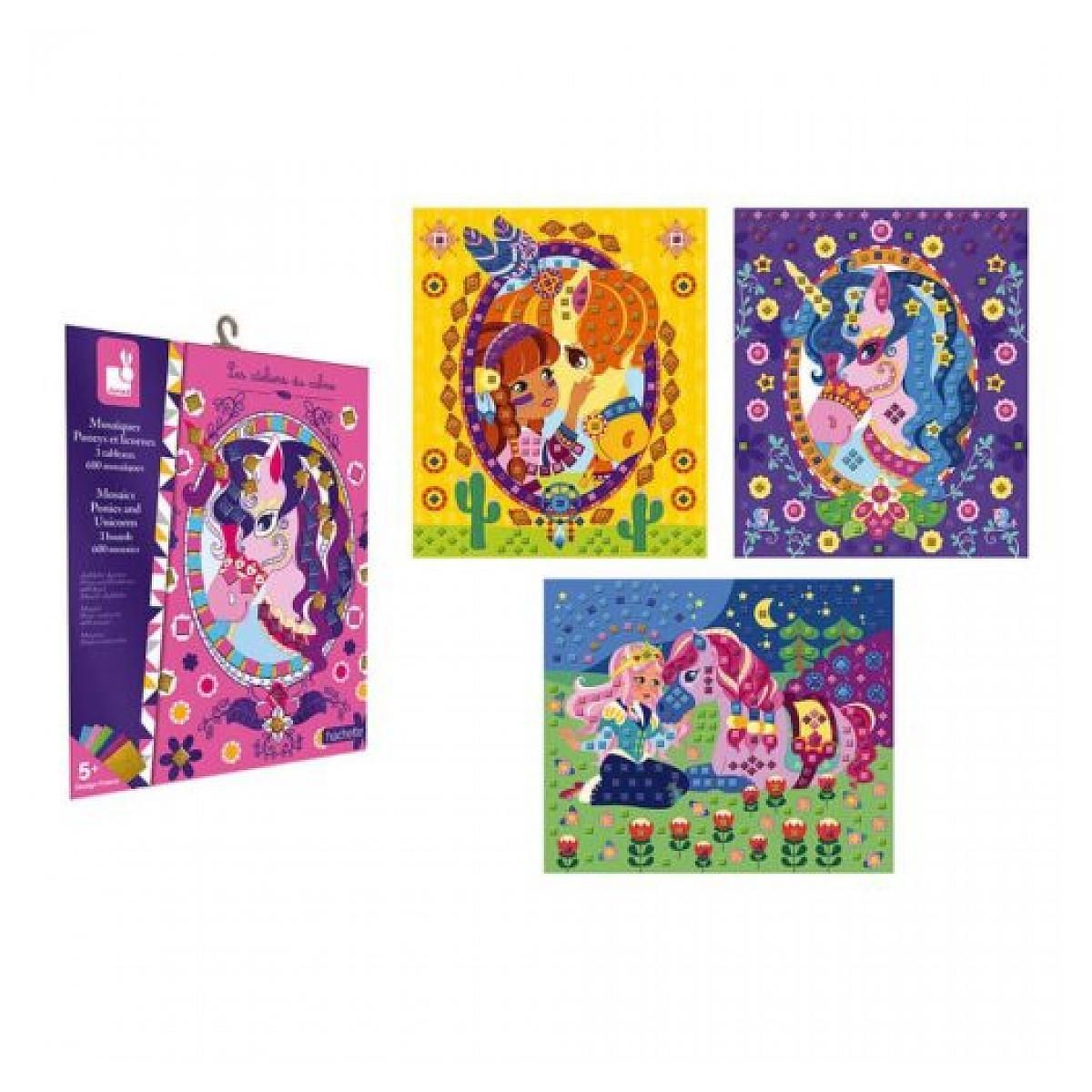 Juratoys-Janod Cartes mosaiques poneys et licornes