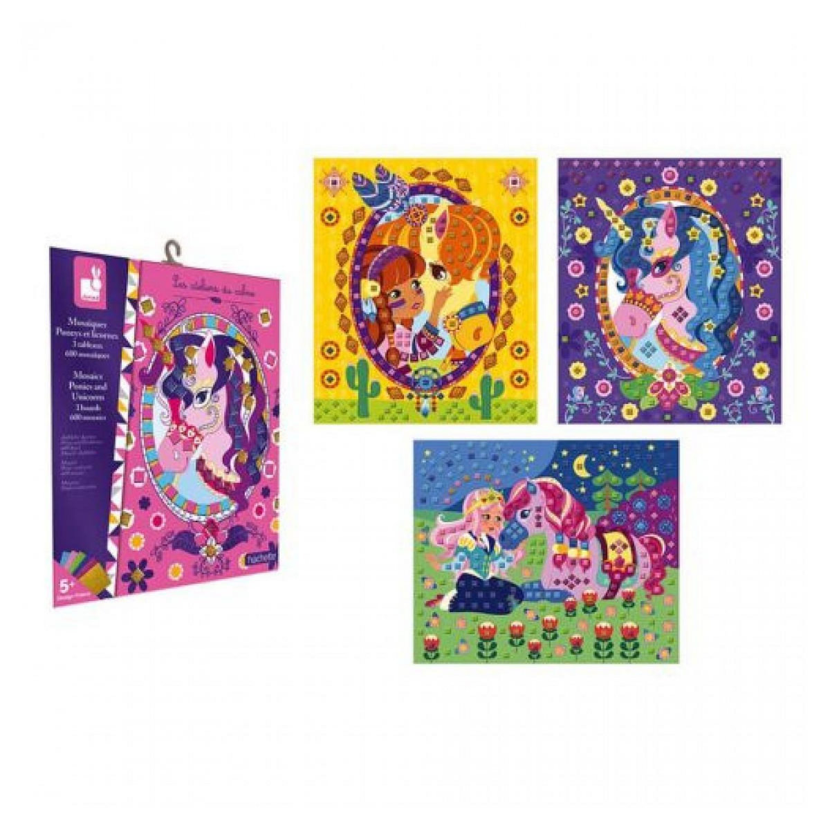 Juratoys-Janod Cartes mosaiques poneys et licornes