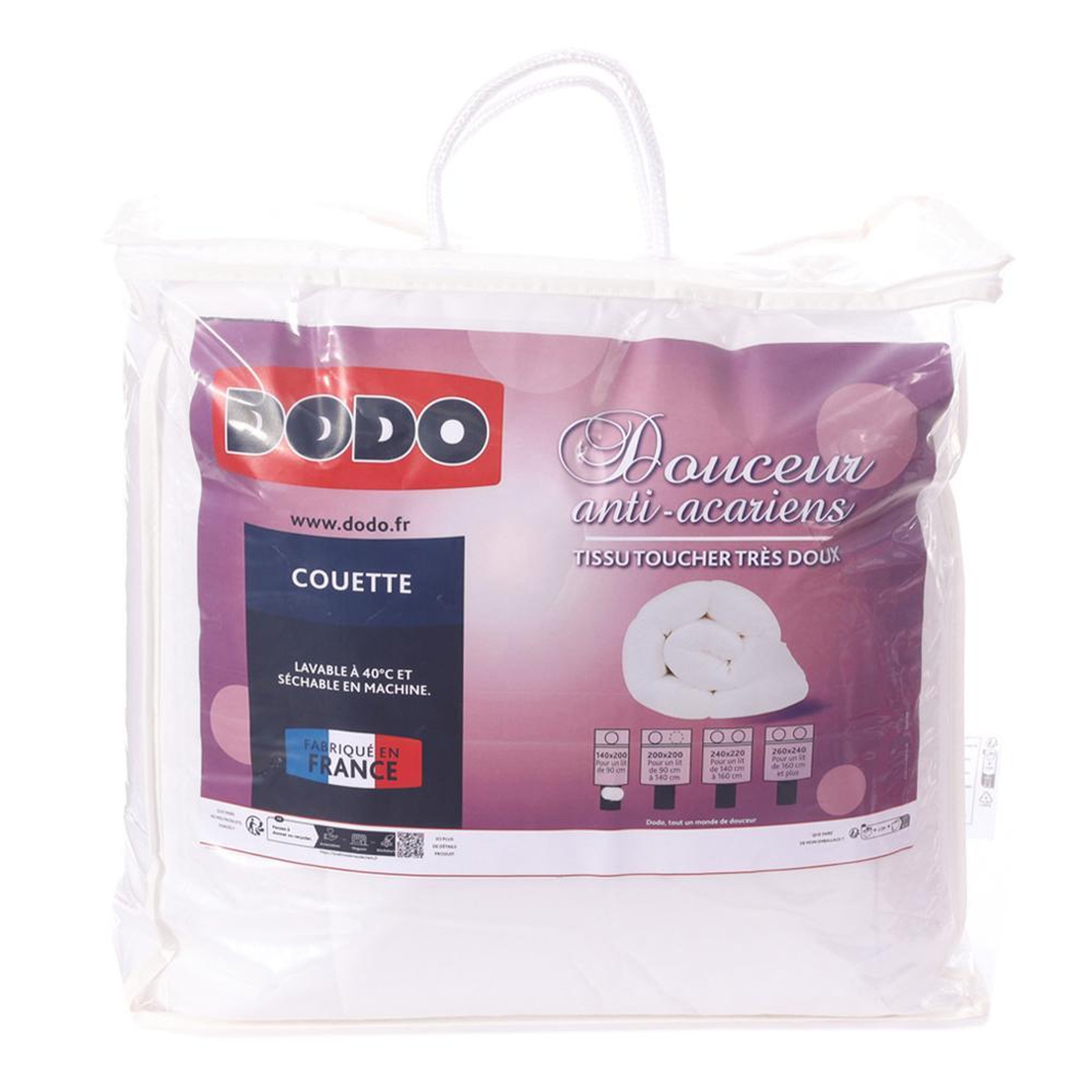 DODO Couette Legere Anti Acarien Blanc Dodo 140X200. Coloris disponibles : Blanc