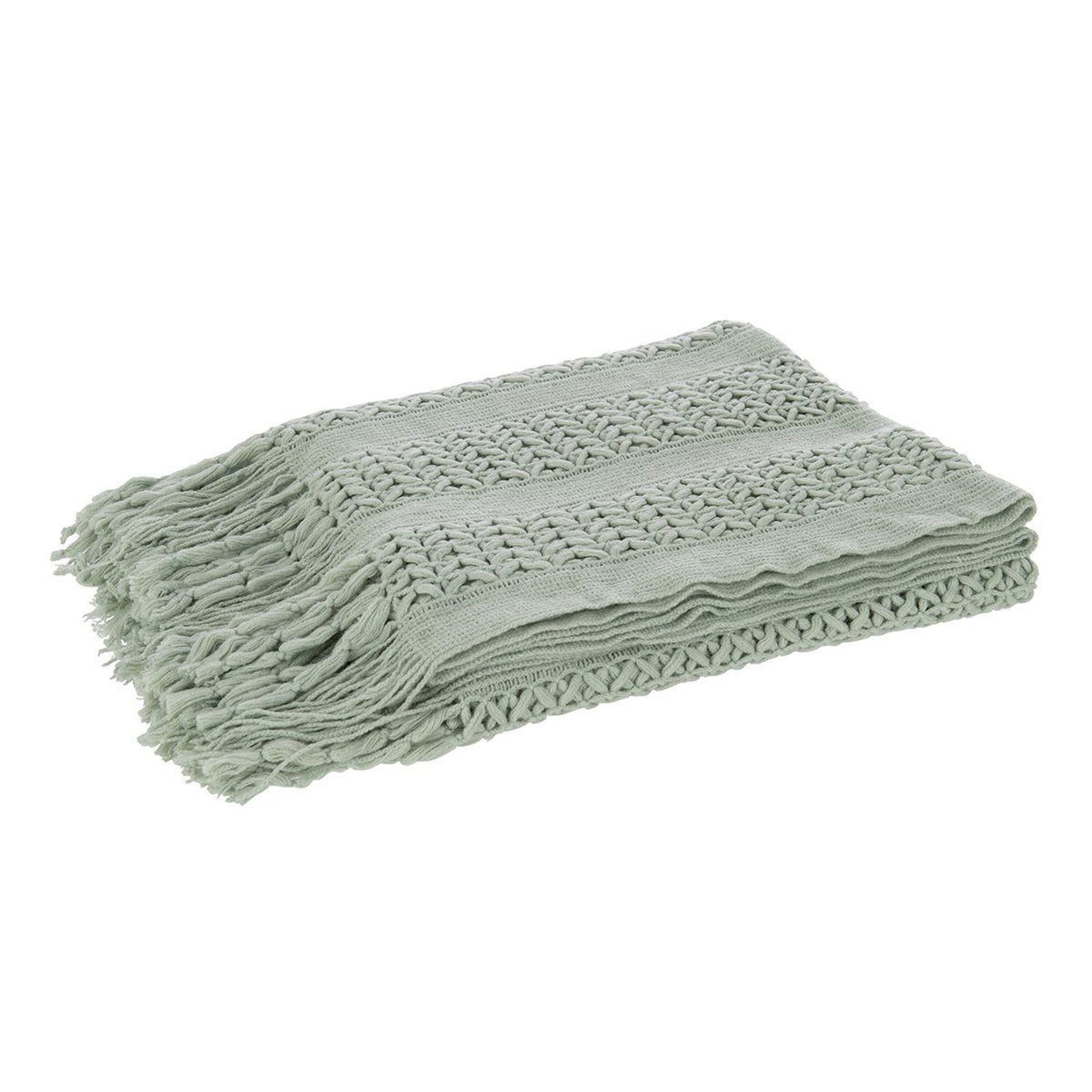 J-LINE Plaid déco tricot  abby  143x195cm vert clair