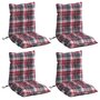 Voir la diapositive 3 : VIDAXL Coussins de chaise a dossier bas lot de 4 motif carreaux rouge