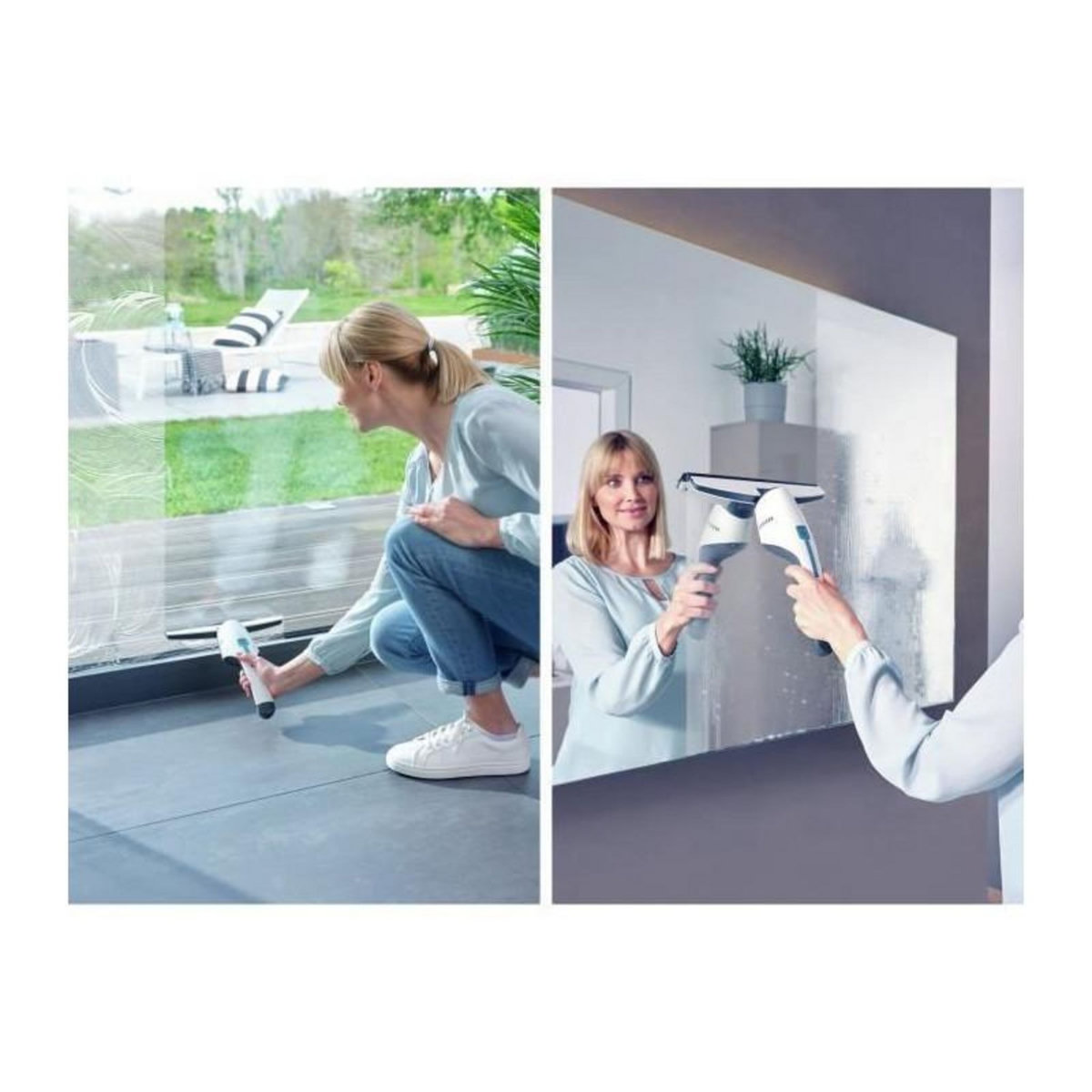 Leifheit LEIFHEIT 51035 - Aspirateur a vitres et salle de bains Nemo - Reservoir 60ml - Autonomie 45min - IPX7 - Design ergonomique et fi