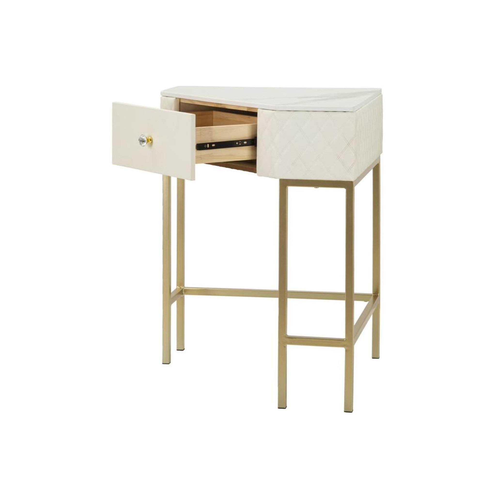 Voir la diapositive 3 : Paris Prix Console d'angle effet marbre  sharon  84cm blanc & or
