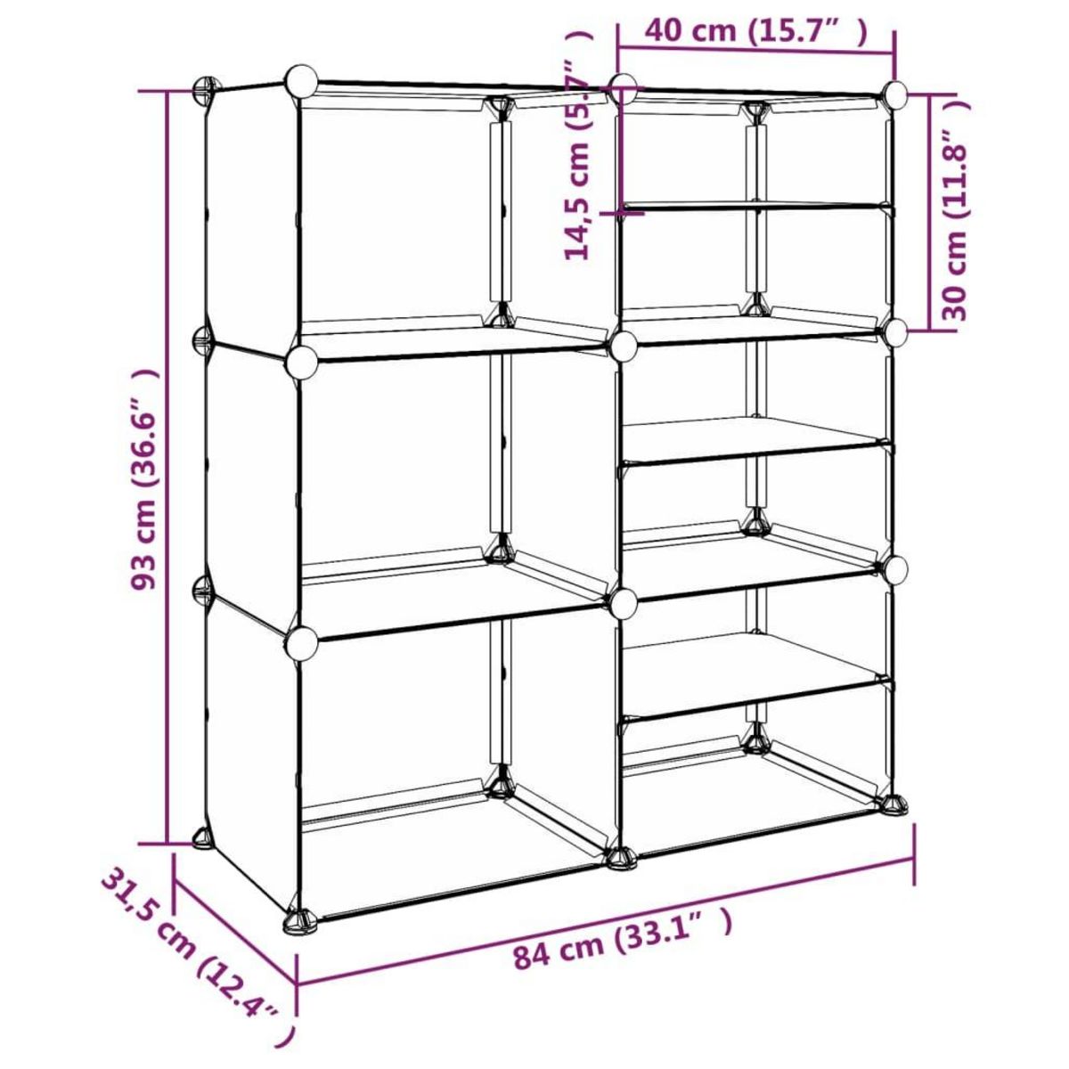 VIDAXL Etagere a chaussures Transparent 84x31,5x93 cm PP