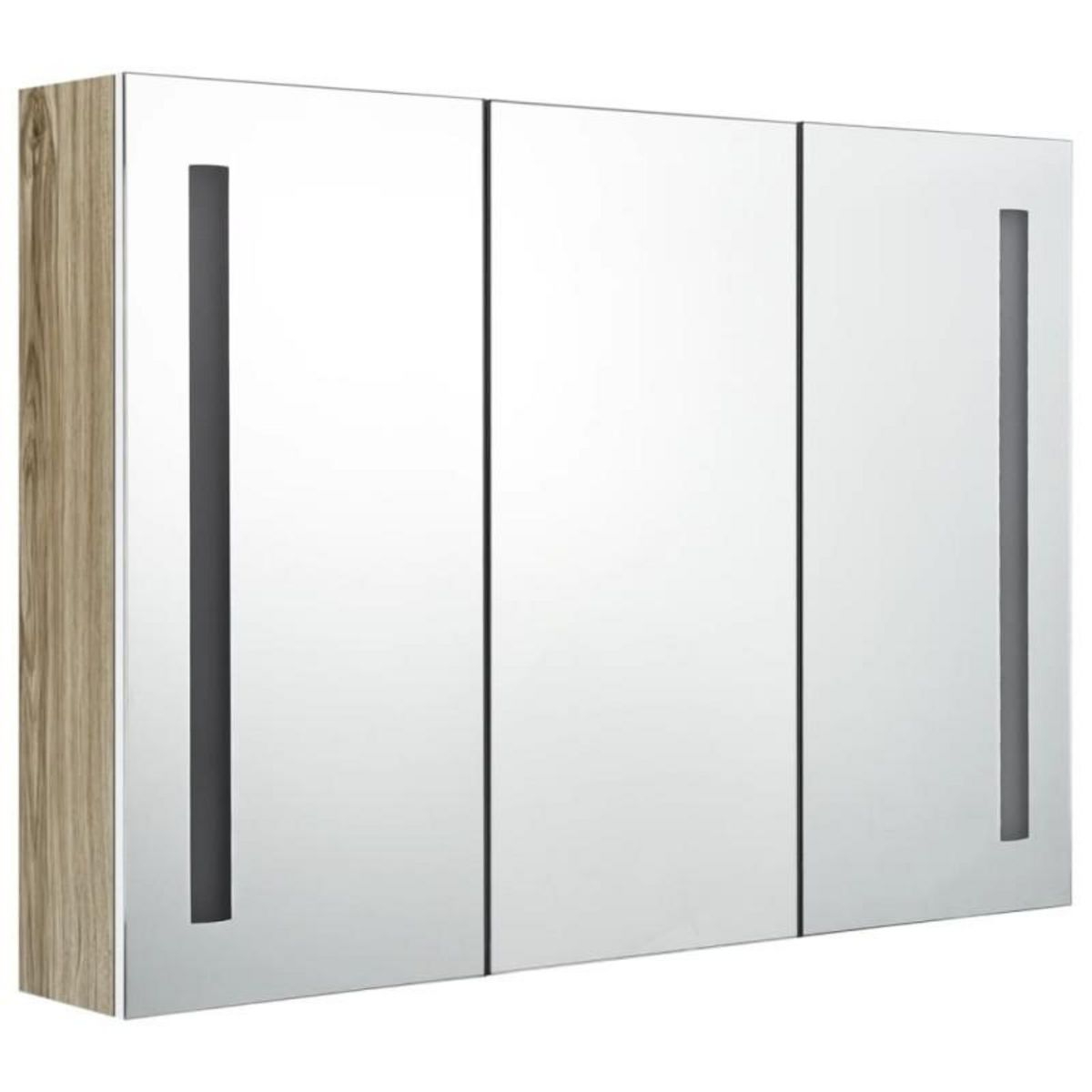 VIDAXL Armoire de salle de bain à miroir LED 89x14x62cm blanc et chêne