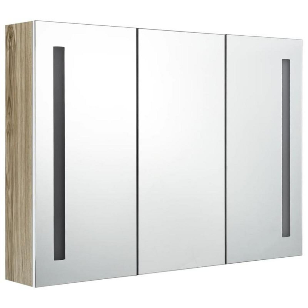 VIDAXL Armoire de salle de bain à miroir LED 89x14x62cm blanc et chêne