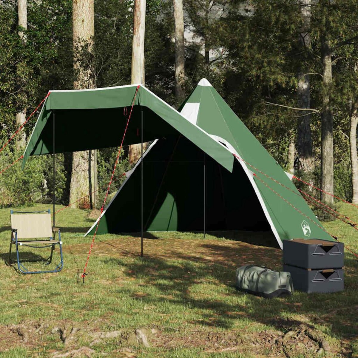 VIDAXL Tente de camping tipi 5 personnes vert impermeable