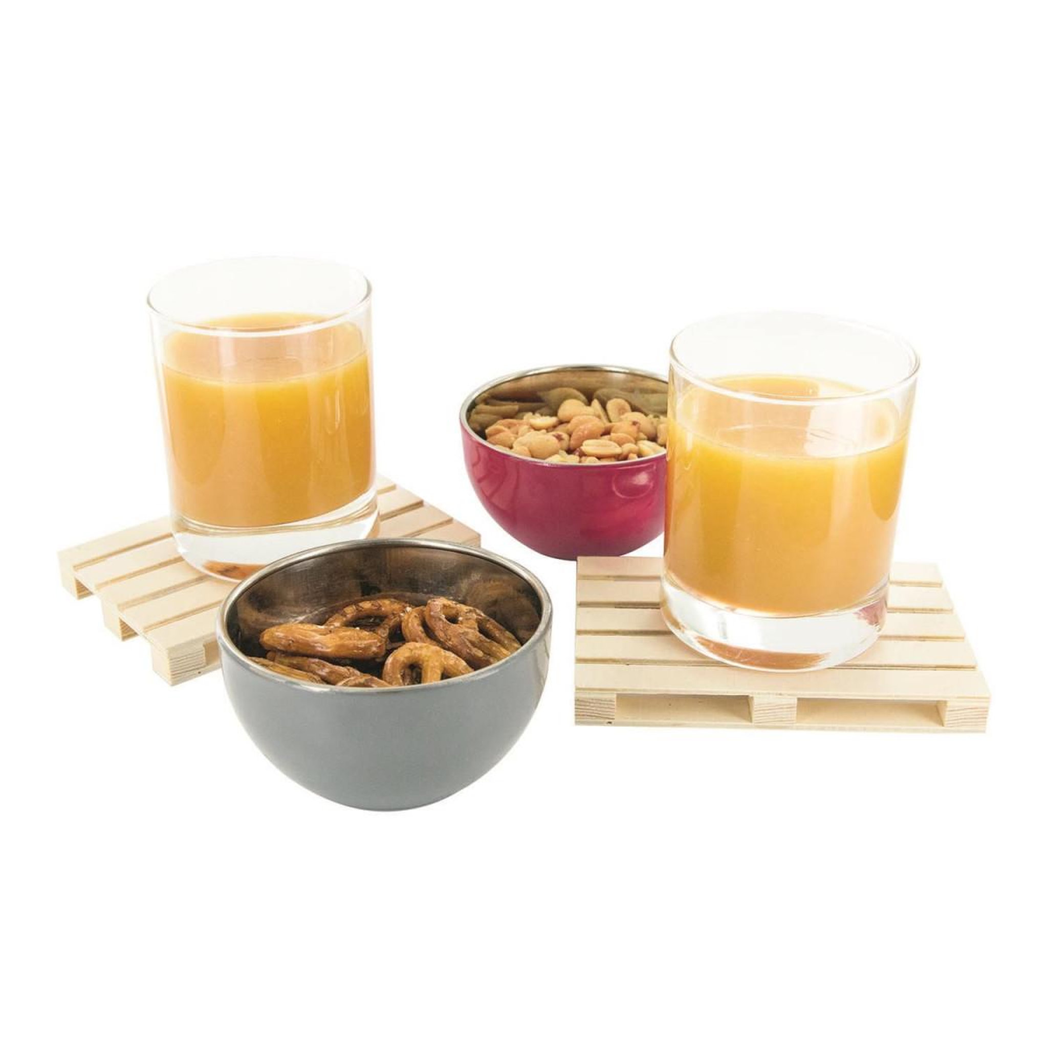 Voir la diapositive 2 : COOK CONCEPT Lot de 4 dessous de verre  palette  12cm naturel