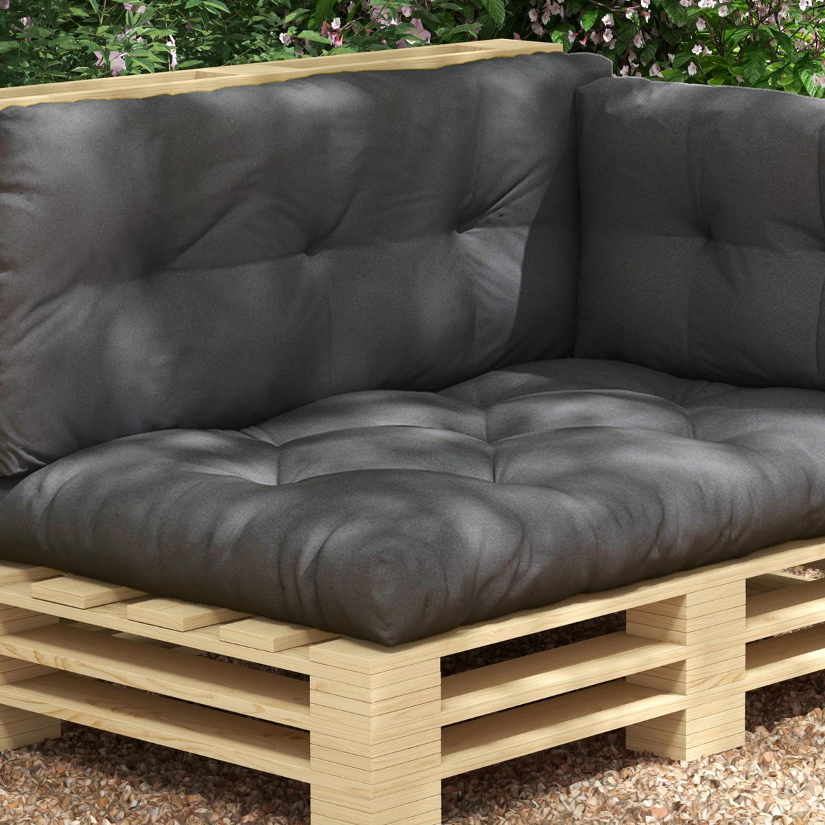 OUTSUNNY Ensemble de 3 coussins d'extérieur assise dossier latéral canapé gris