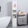 KLEANKIN Meuble colonne de salle de bain 2 portes avec étagères réglables 2 niches miroir panneaux particules blanc