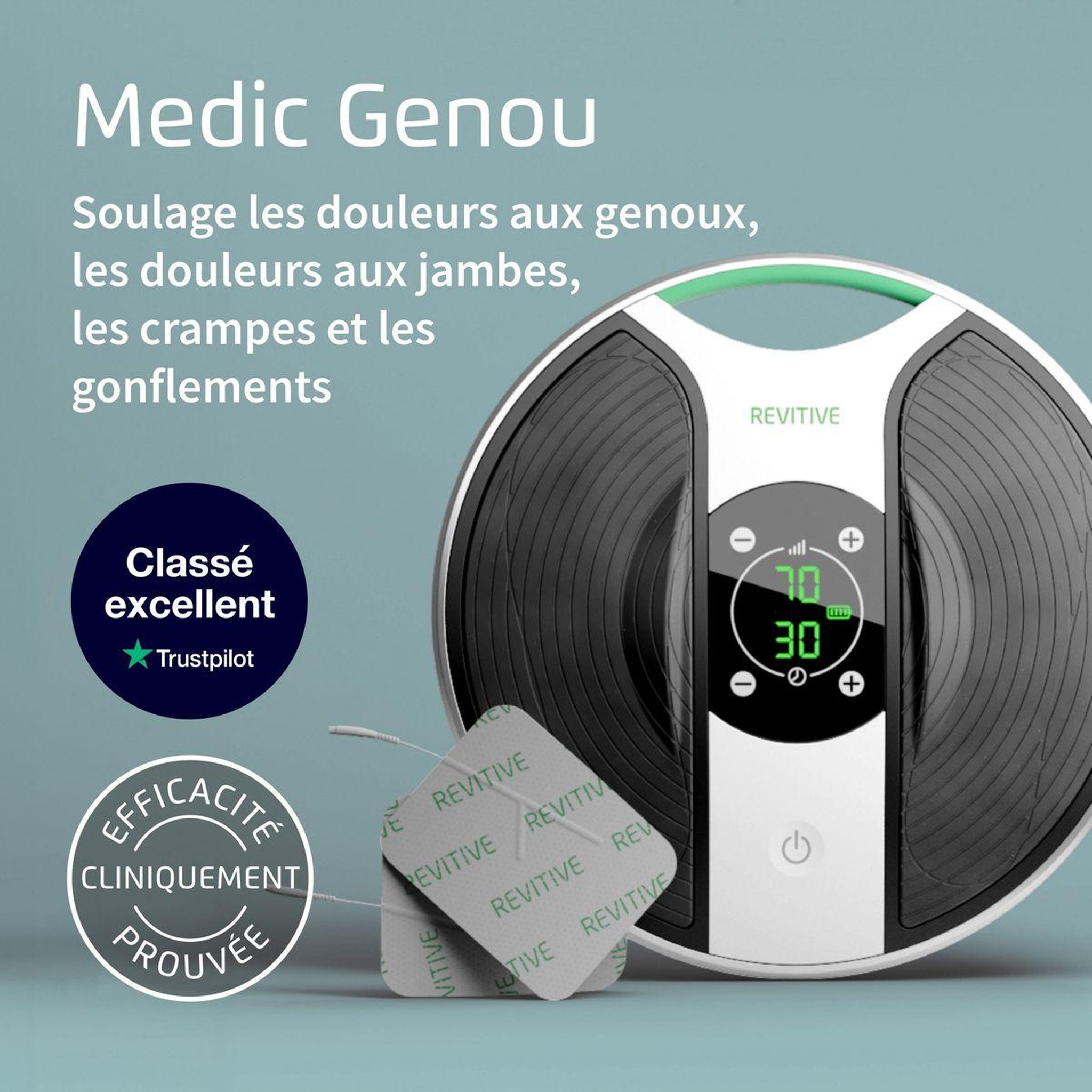 Voir la diapositive 2 : REVITIVE Stimulateur circulatoire medic genou