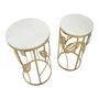 Voir la diapositive 2 : Paris Prix Lot de 2 Tables d'Appoint Effet Marbre  Leaf  65cm Or