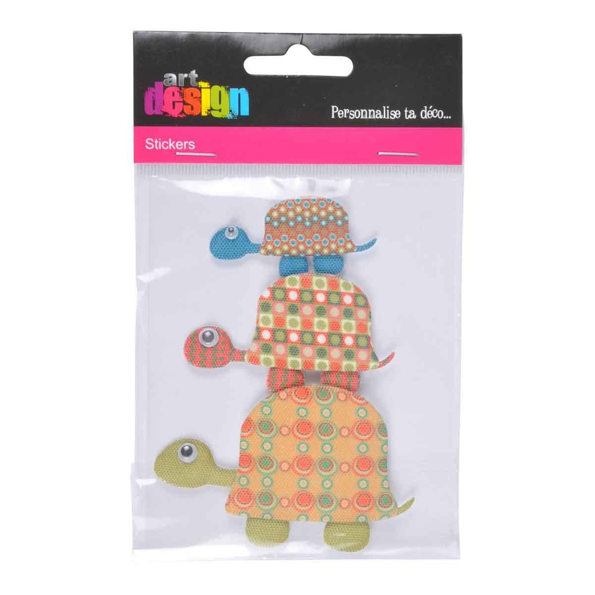 Voir la diapositive 2 : HOMEA Lot de 3 stickers  tortues  multicolore