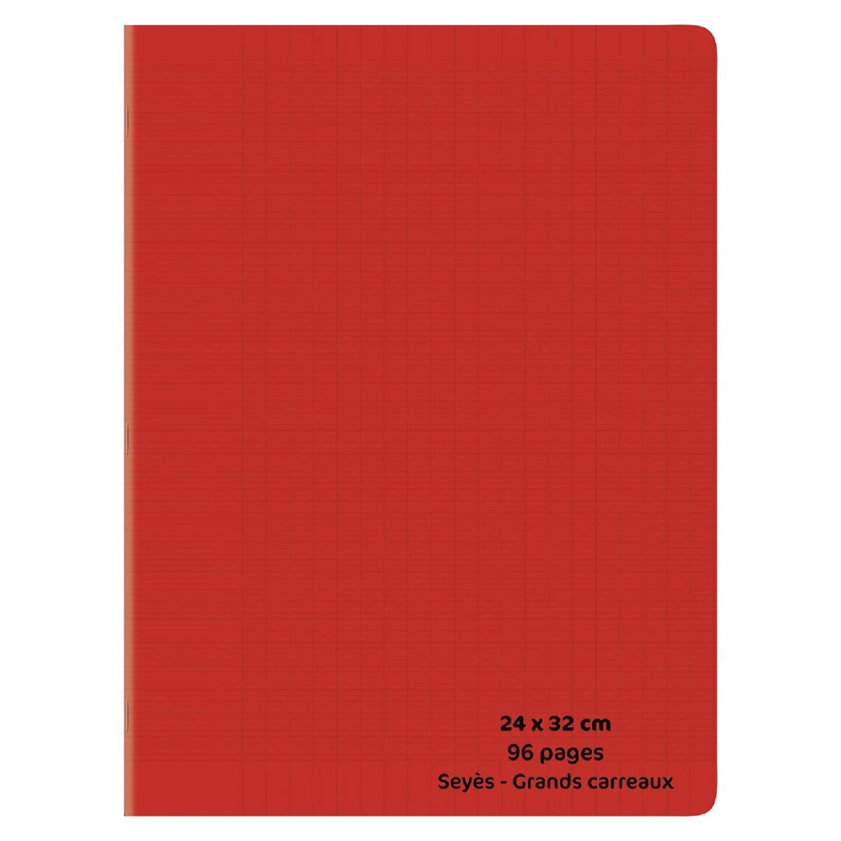 POUCE Cahier piqué polypro 24x32cm 96 pages grands carreaux Seyes rouge