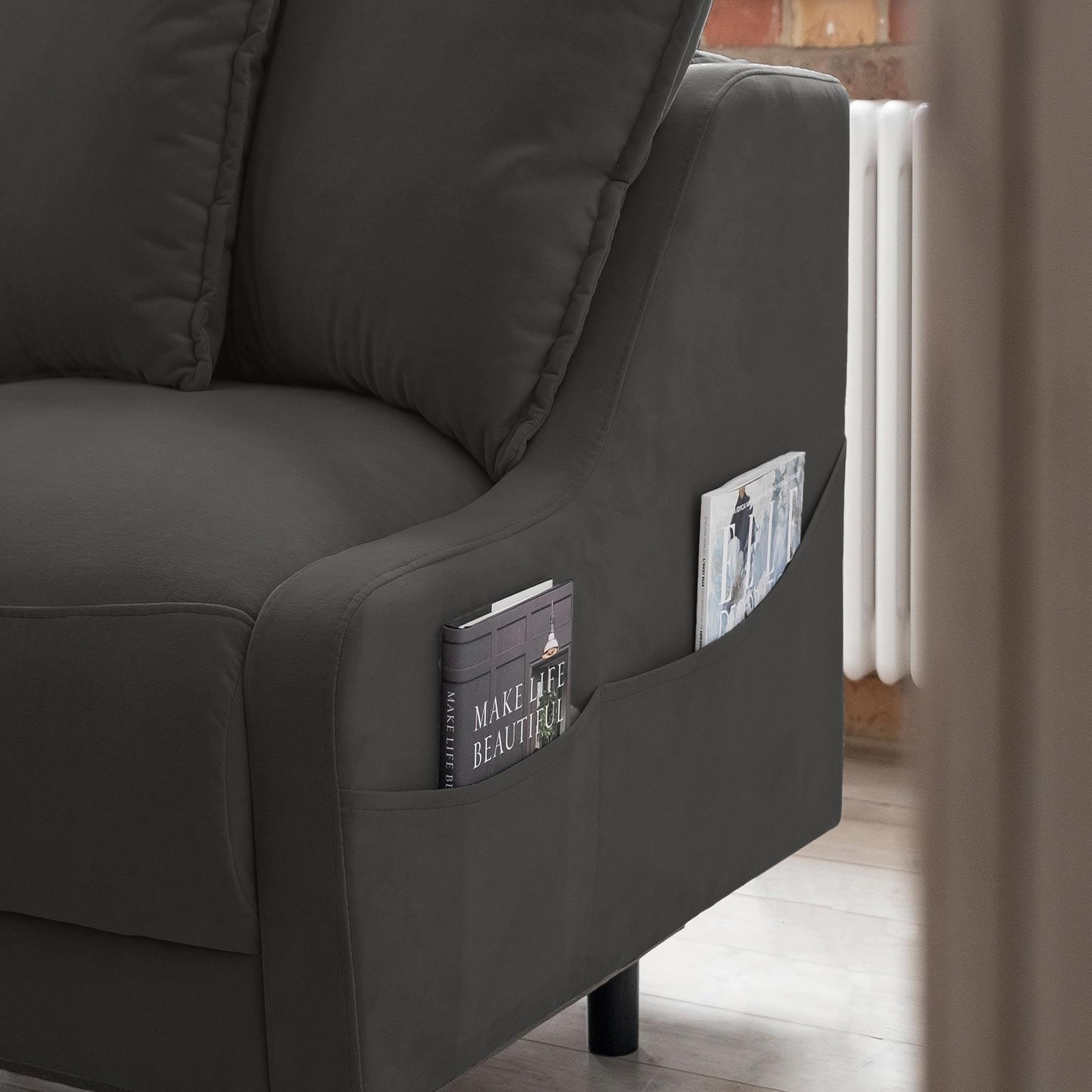 Voir la diapositive 4 : BEST MOBILIER Royal - canapé d'angle gauche - 4 places - convertible avec coffre - en velours